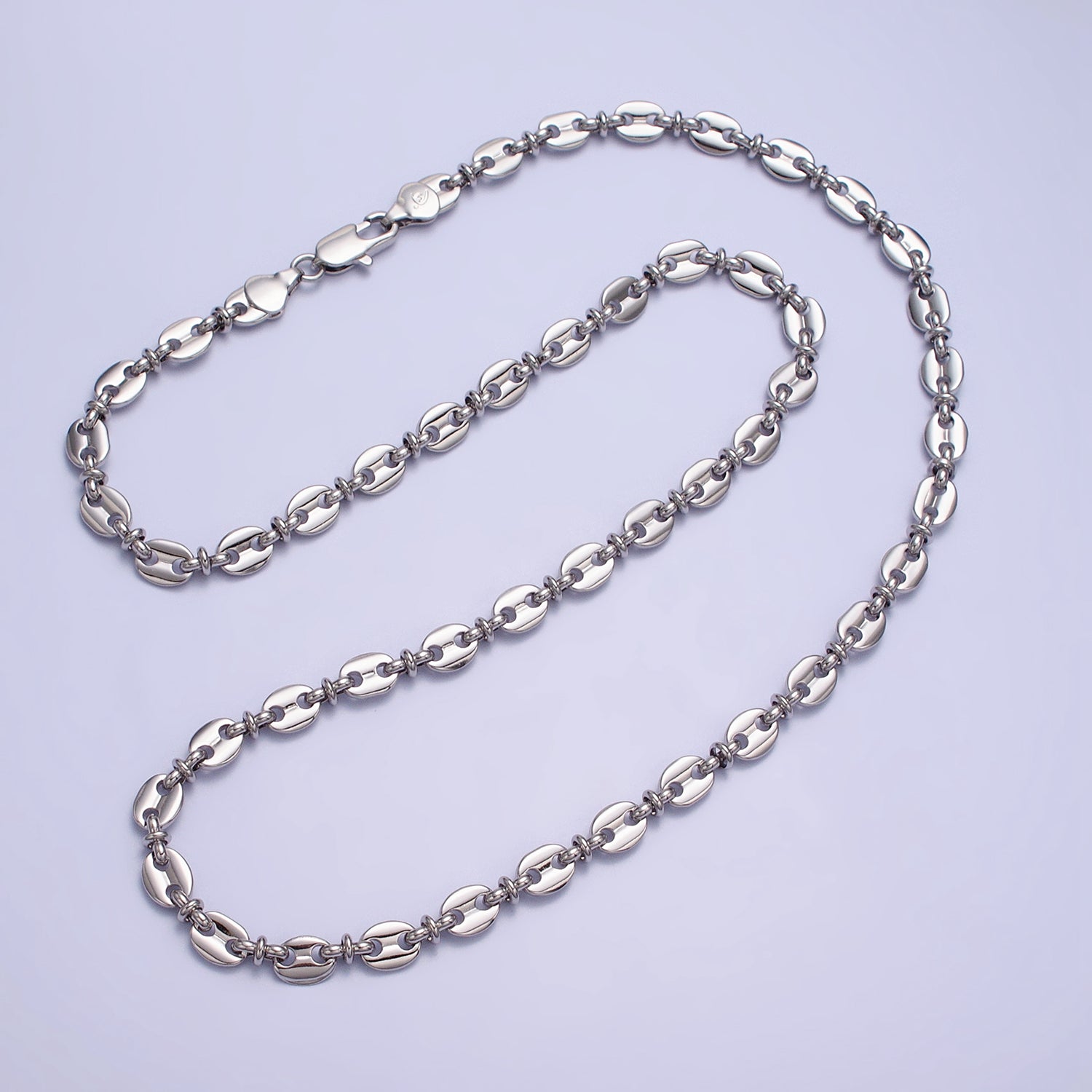 6mm Silver Anchor Mariner Link Chain Necklace Long Necklace Statement Unisex Chain Necklace, Gift For Him or Her WA-1595 - DLUXCA