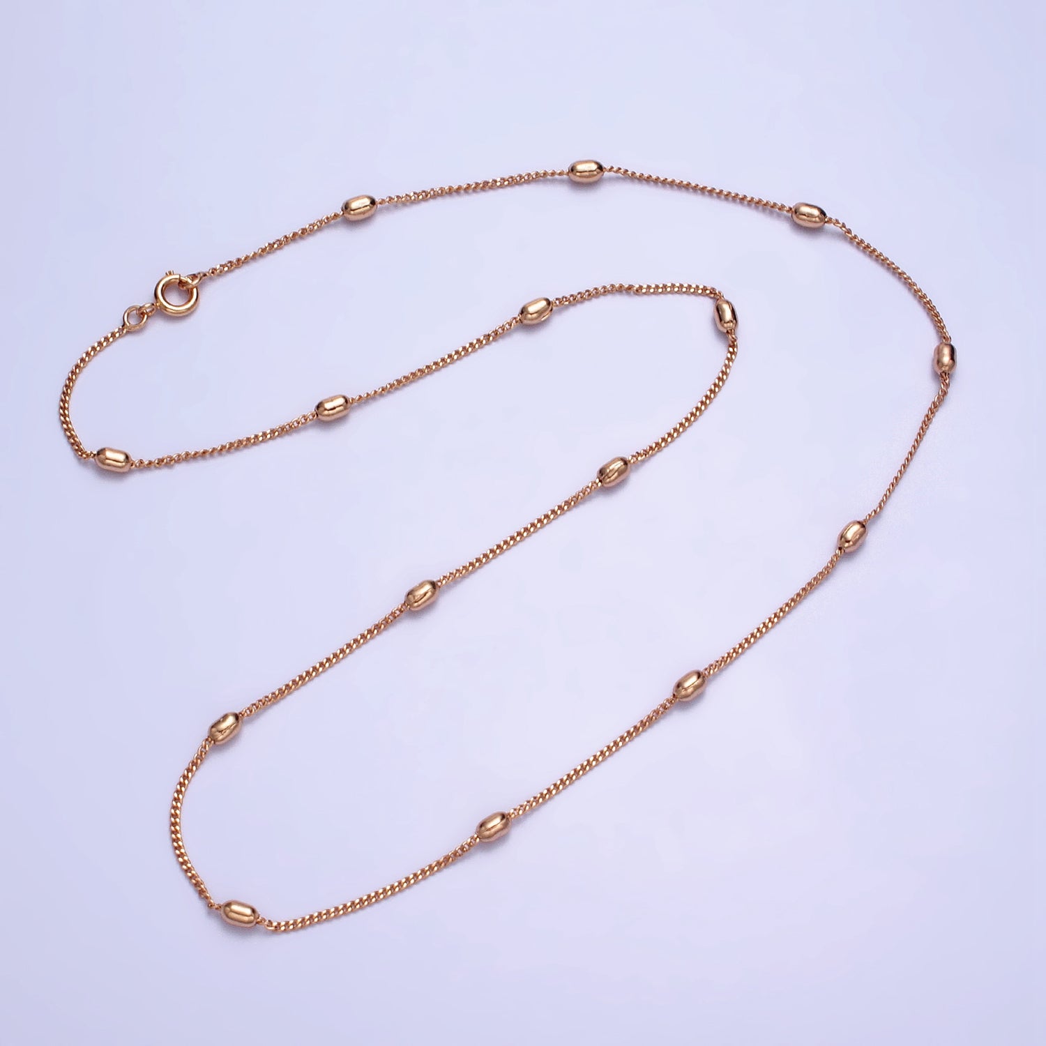 19.75 Inch Satellite Chain 18K Gold Filled Dainty Beaded Chain Necklace WA-1602 - DLUXCA