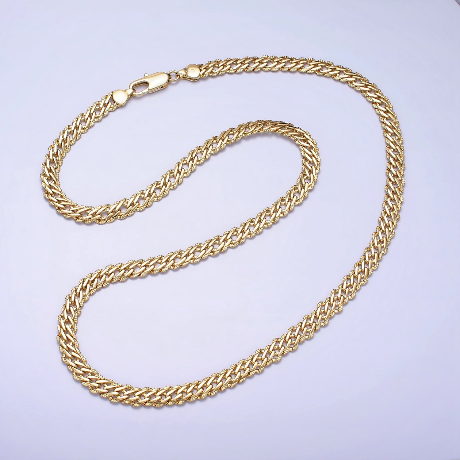 14K Gold Filled 6.6mm Designed Diamond-Cut Curb 21 Inch, 19.5 Inch, 24 Inch Layering Chain Necklace | WA-1734 WA-1738 WA-1739 - DLUXCA