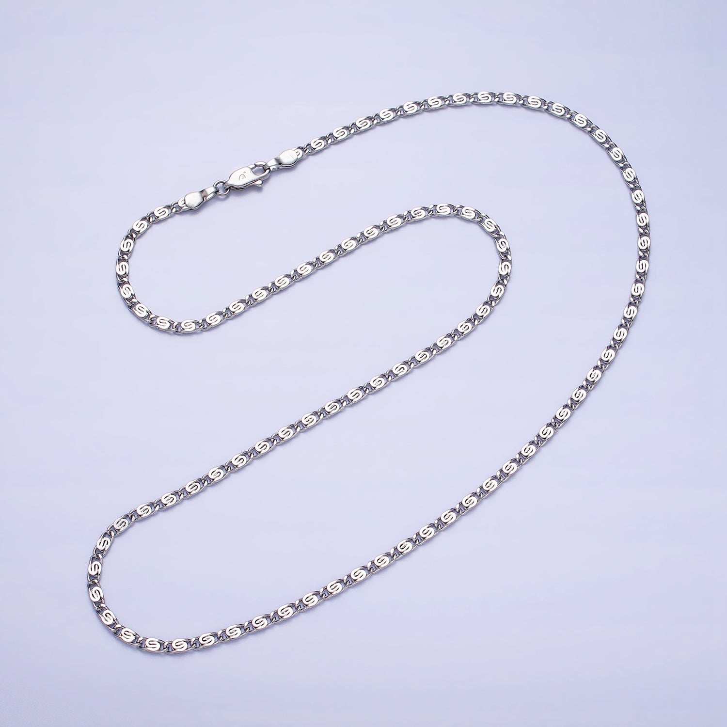 Dainty Scroll Chain - 2.5mm wide Silver Necklace Chain 19.75 inch  WA173 - DLUXCA