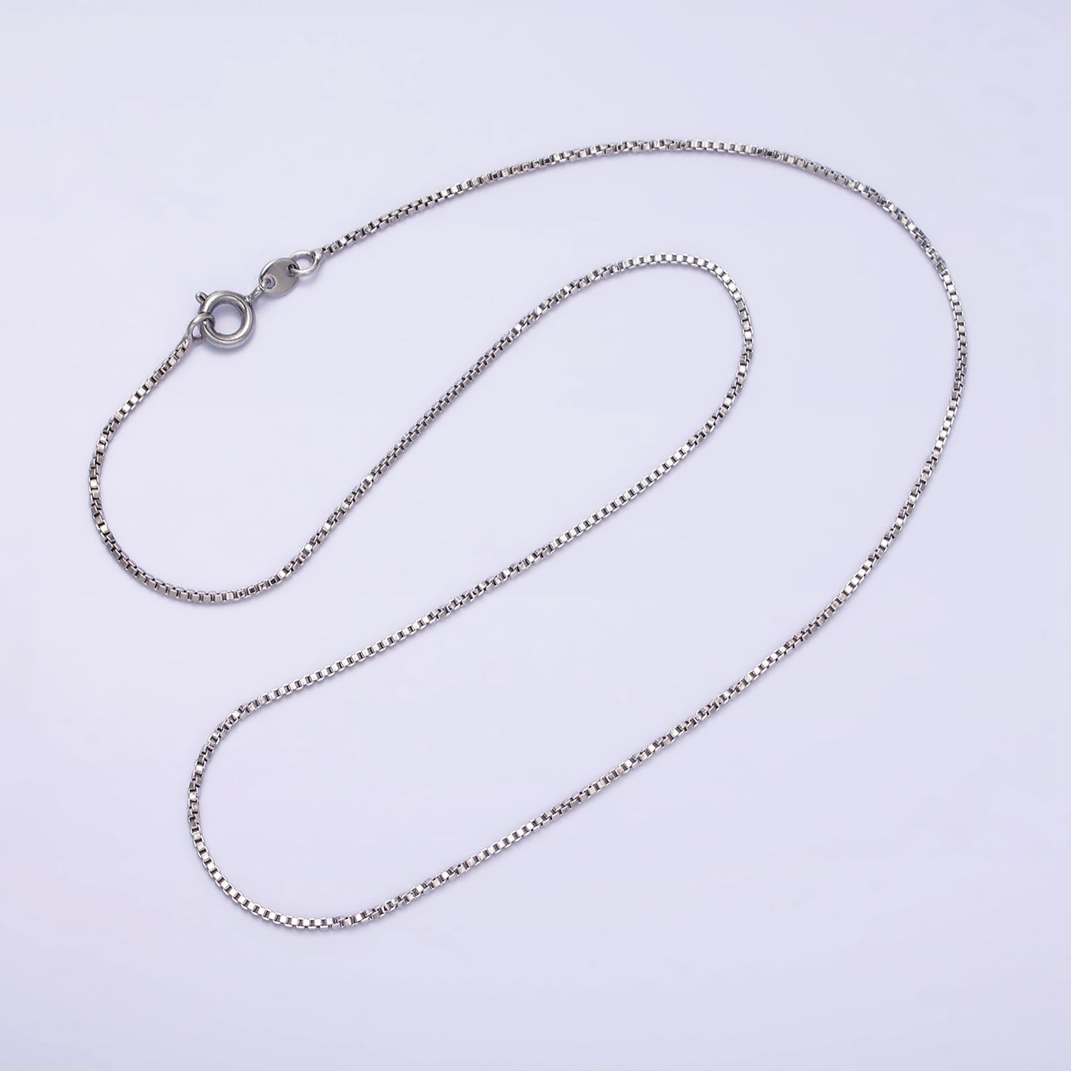 White Gold Filled 1.2mm Dainty Box 20 Inch, 18 Inch Chain Necklace | WA-1780 WA-1781 - DLUXCA