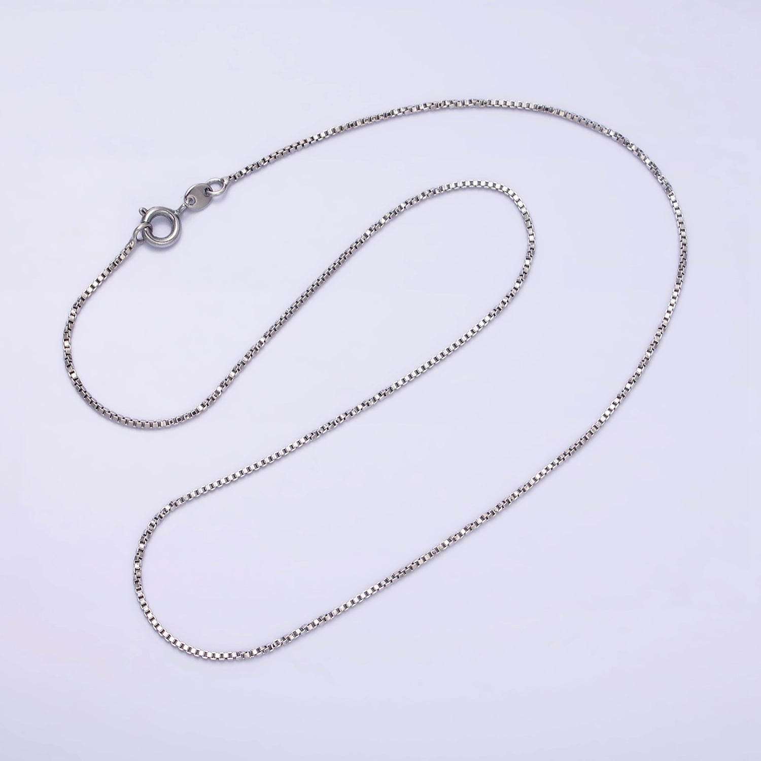 White Gold Filled 1mm Dainty Box 16 Inches, 18 Inches Layering Chain Necklace | WA-1782 WA-1783