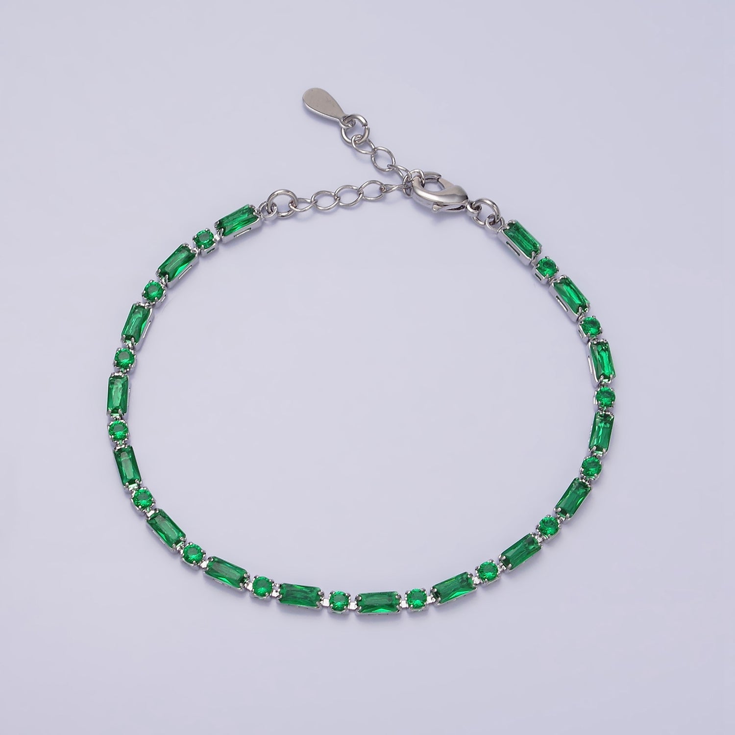 Dainty Gold Filled Tennis Bracelet Emerald Green Mix Baguette Round Clear Pink Green Cubic Zirconia Link Tennis Bracelet Minimalist Jewelry WA1824 - WA1829