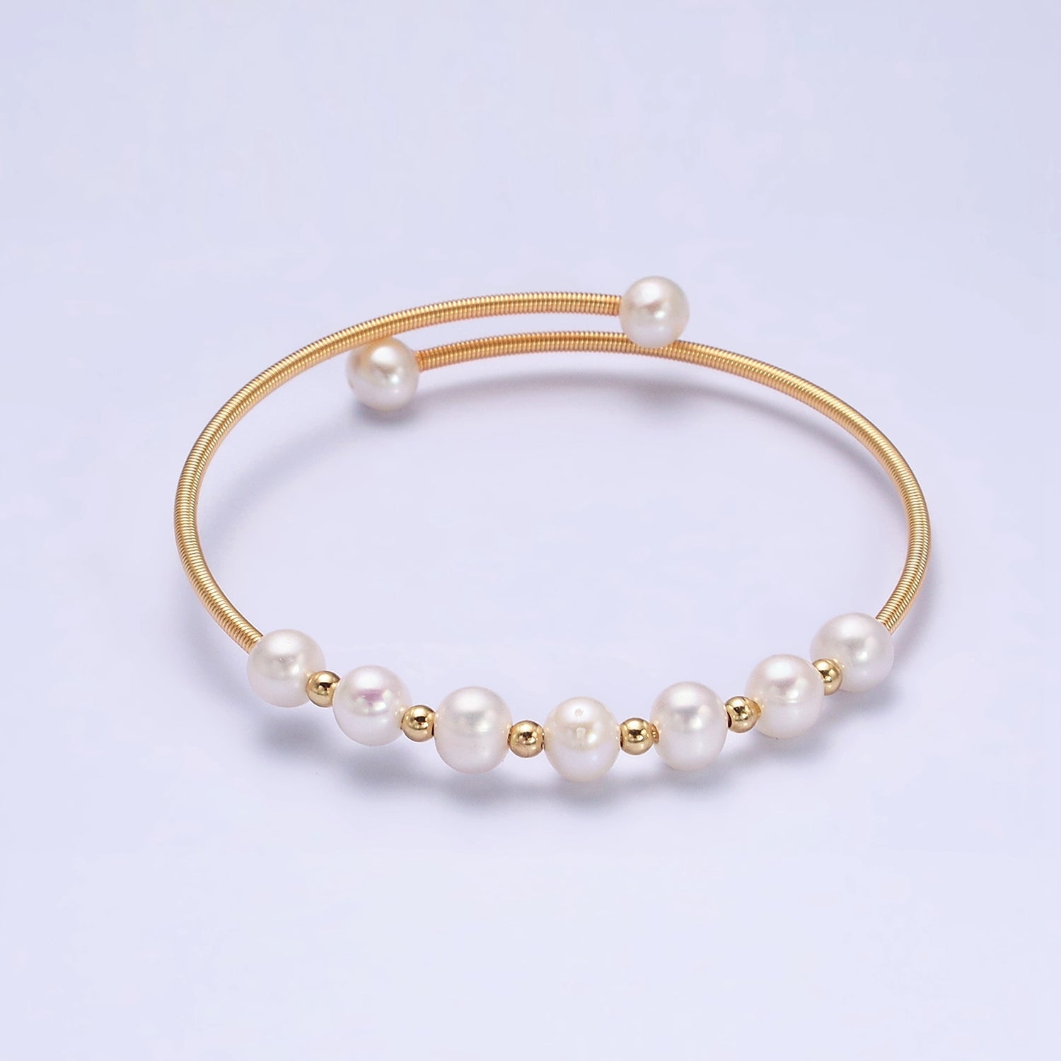 Petite Pearl Bangle Bracelet Layering Jewelry for Minimalist Bracelet Wedding Jewelry WA1866 WA1867 - DLUXCA