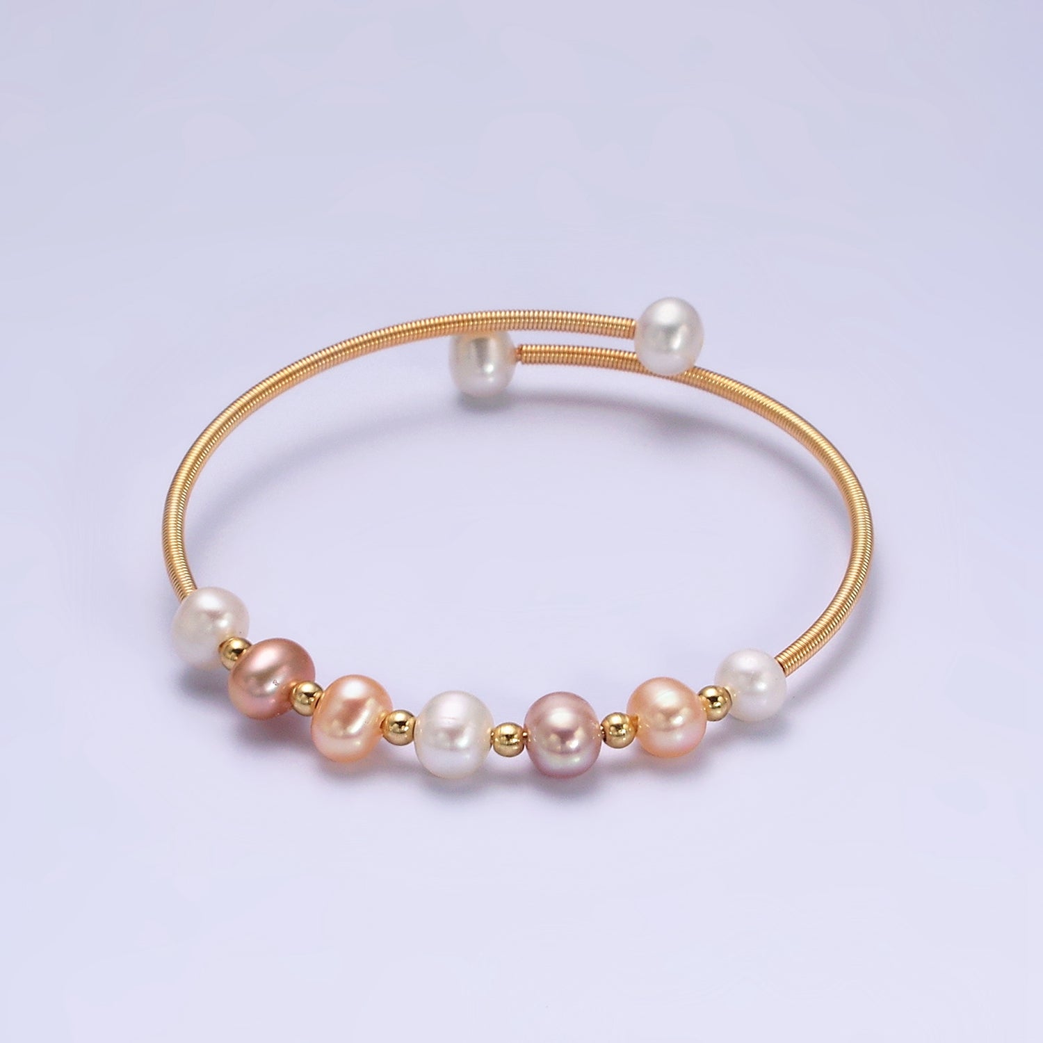 Petite Pearl Bangle Bracelet Layering Jewelry for Minimalist Bracelet Wedding Jewelry WA1866 WA1867 - DLUXCA