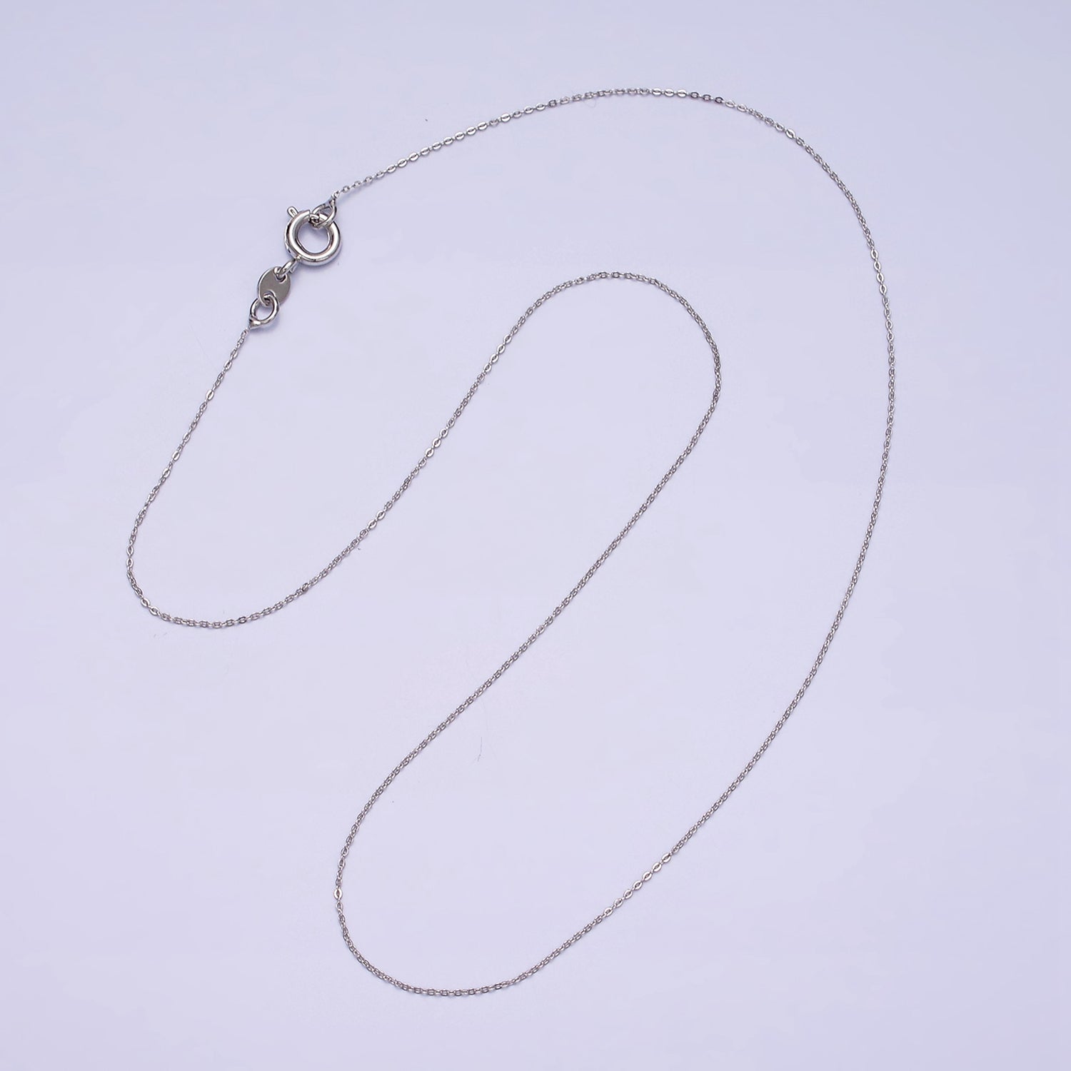 White Gold Filled Dainty 0.5mm Cable 15.5 Inch Choker Chain Necklace | WA-1877 - DLUXCA