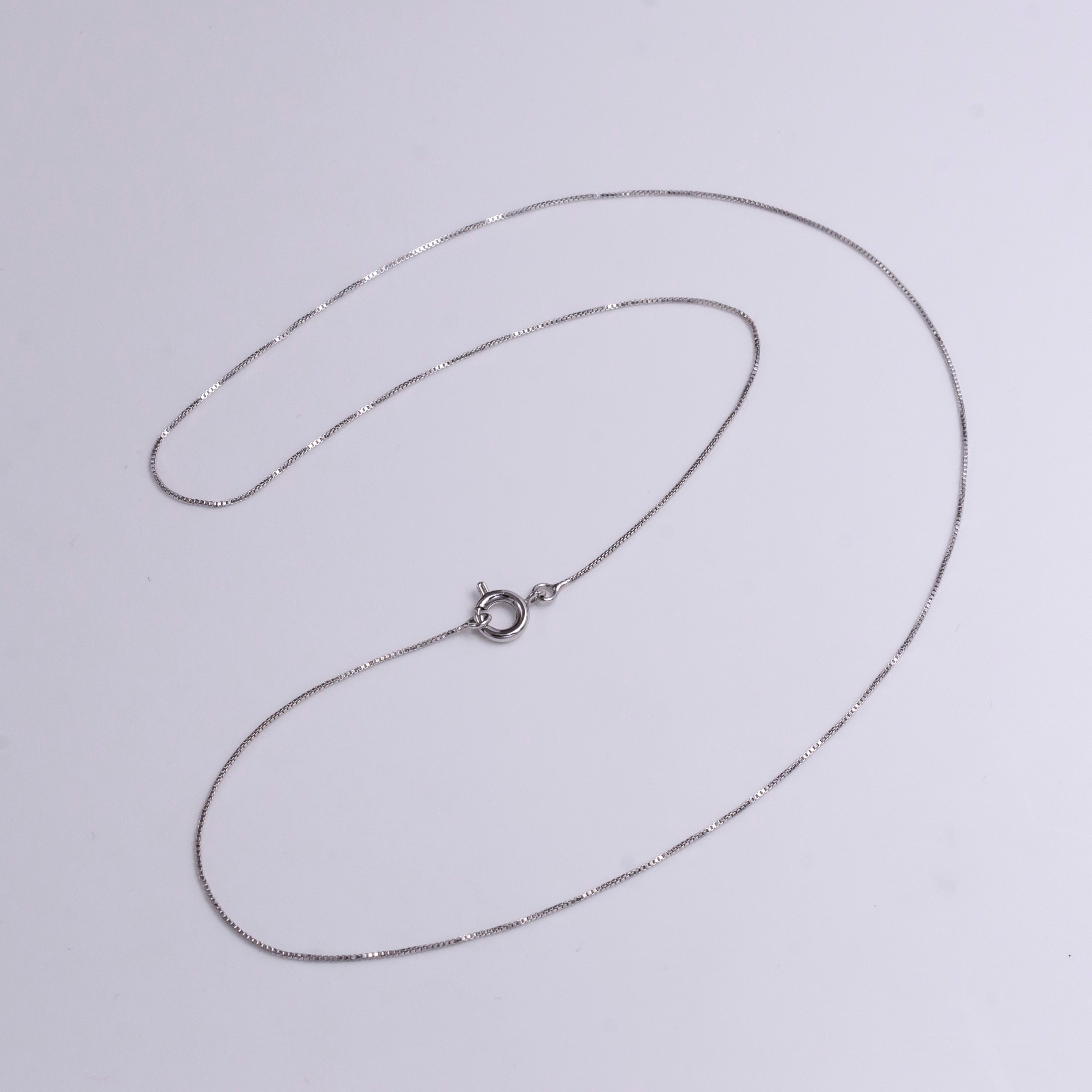 White Gold Filled 0.5mm Dainty Box Chain 17.5 Inch Chain Necklace | WA-1908 - DLUXCA