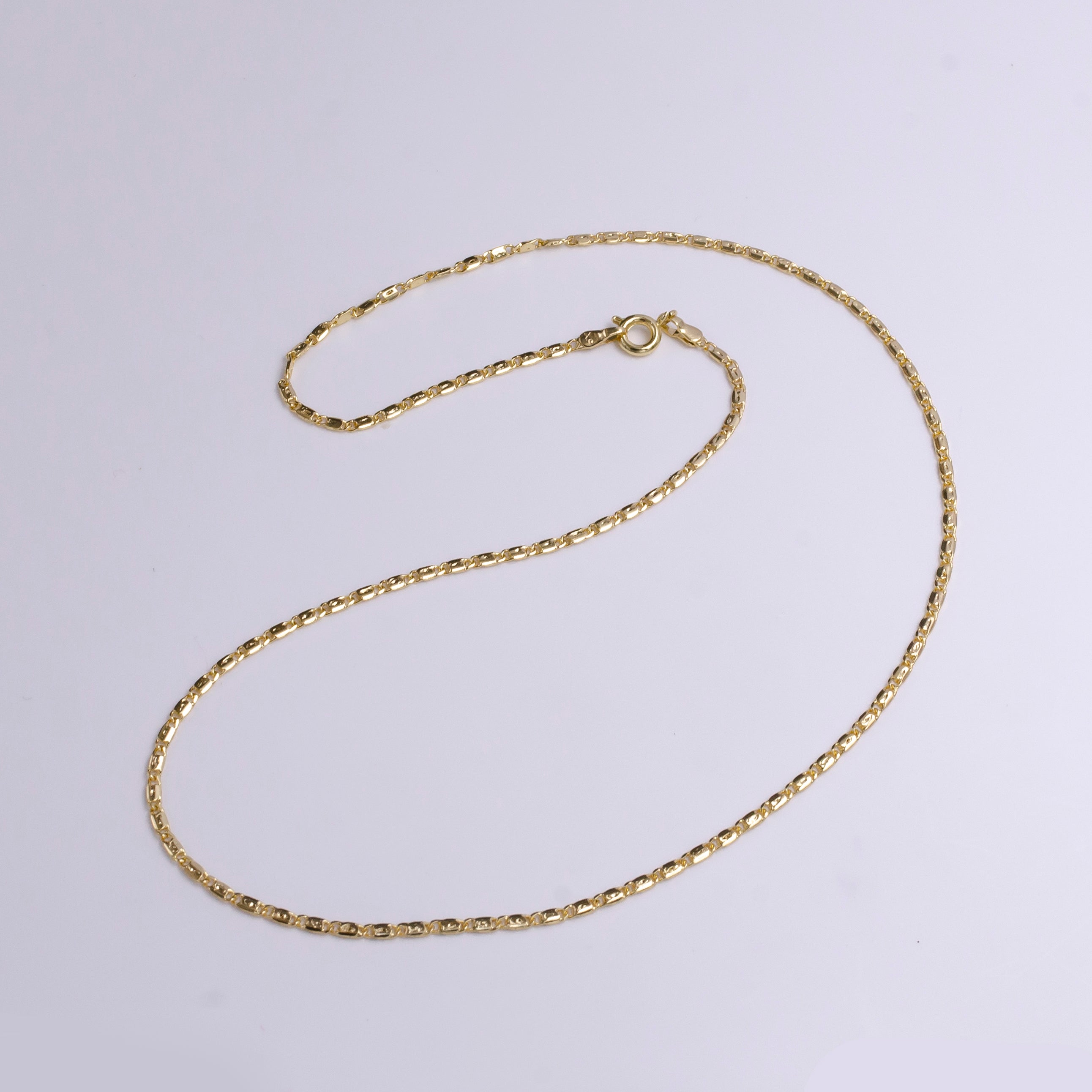 Gold Dainty 1.8mm Unique Dented Link 18 Inch Layering Chain Necklace | WA-1909 - DLUXCA