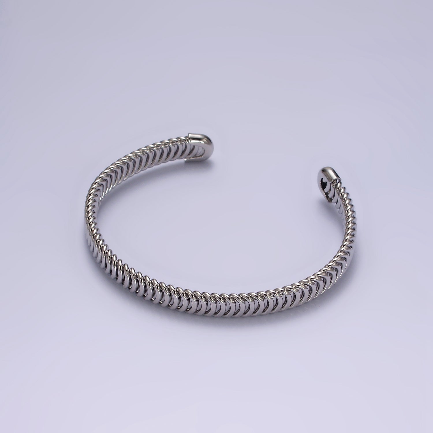 24K Gold Filled Rope Pattern Textured Cuff Bangle Bracelet in Silver & Gold | WA1914 WA1915 - DLUXCA