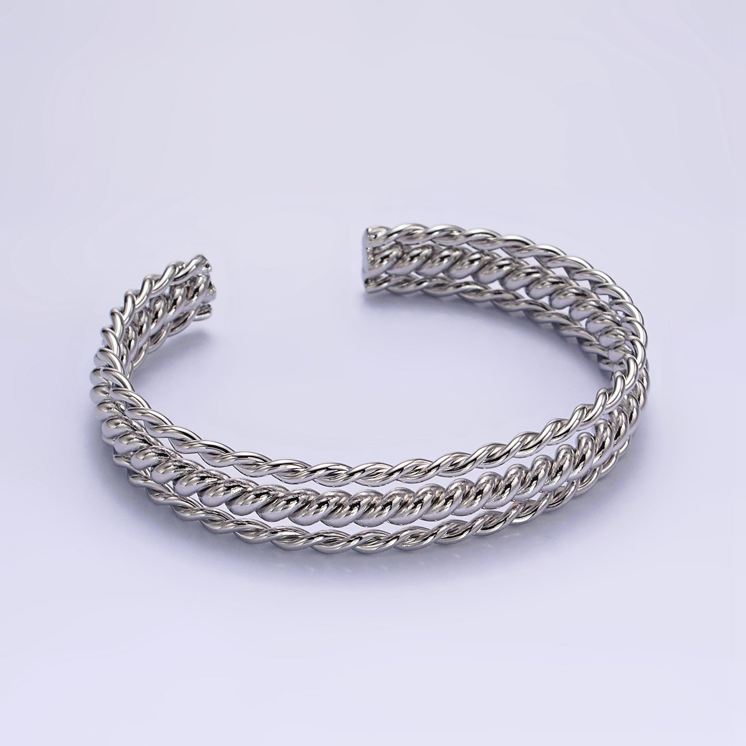 16K Gold Filled Triple Twisted Rope Cuff Bangle Bracelet in Gold & Silver | WA-1918 WA-1919 - DLUXCA