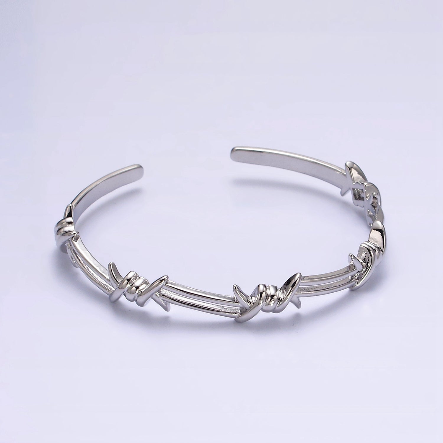 14K Gold Filled Twisted Barbed Wire Cuff Bangle in Silver & Gold | WA-1922 WA-1923 - DLUXCA