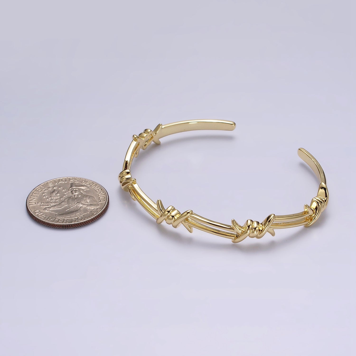 14K Gold Filled Twisted Barbed Wire Cuff Bangle in Silver & Gold | WA-1922 WA-1923 - DLUXCA