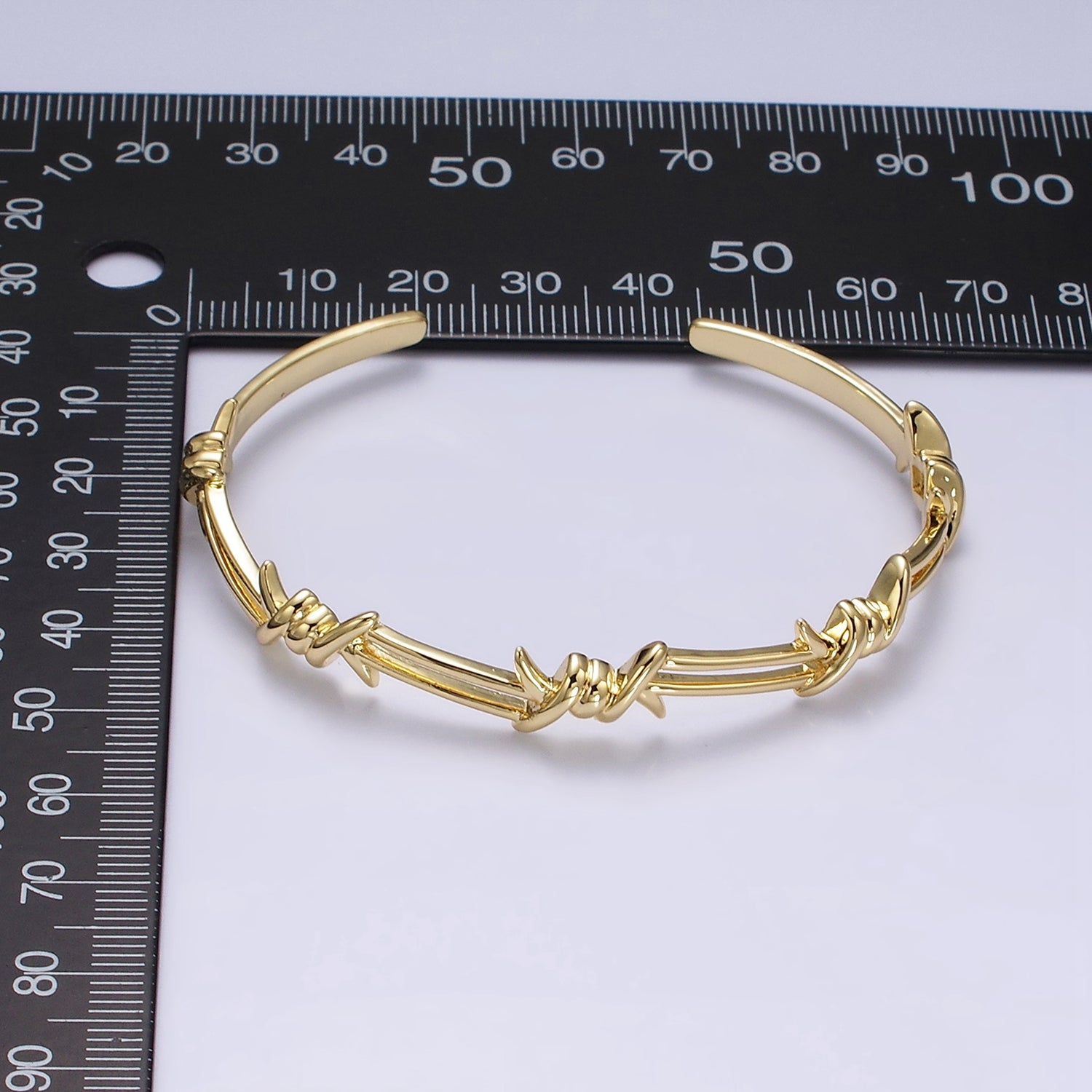 14K Gold Filled Twisted Barbed Wire Cuff Bangle in Silver & Gold | WA-1922 WA-1923 - DLUXCA