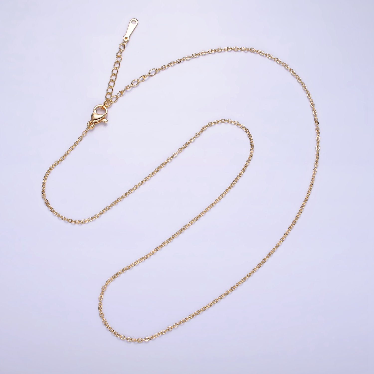 16K Gold Filled 1.2mm Dainty Cable 18 Inch Layering Chain Necklace | WA-1938 - DLUXCA