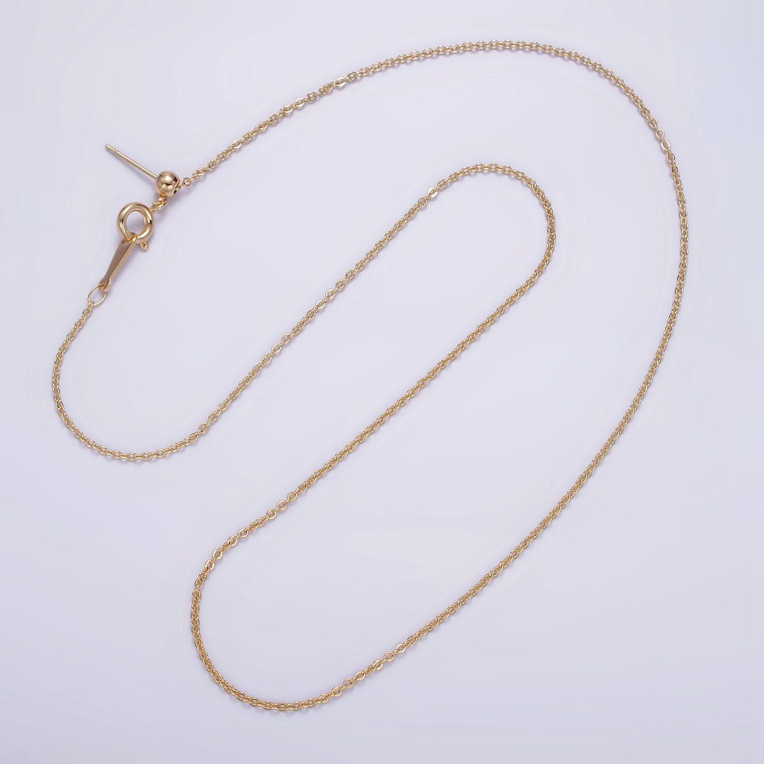 16K Gold Filled 1.2mm Dainty Cable 18.5 Inch Slider Chain Necklace | WA-1939 - DLUXCA