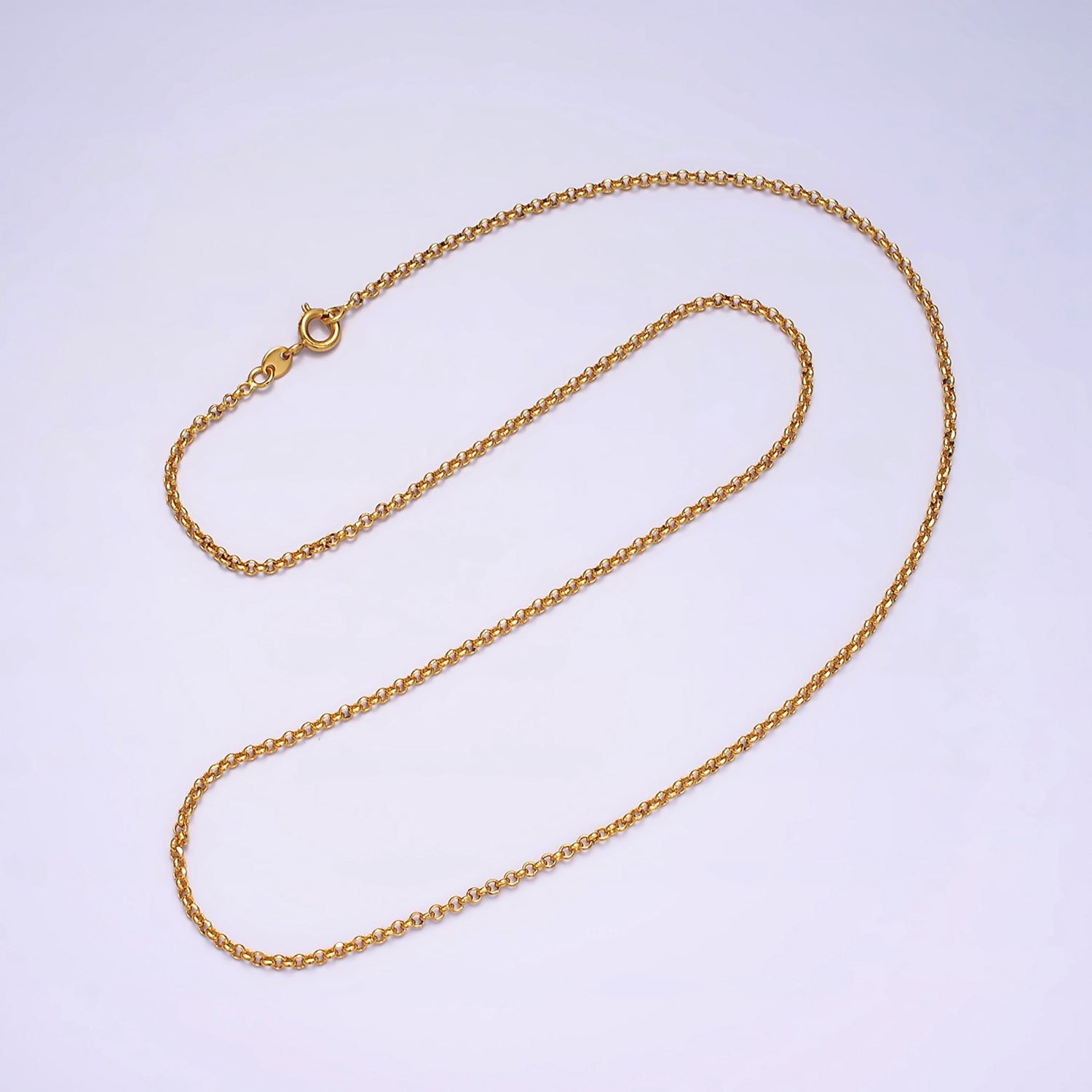 24K Gold Filled 2mm Dainty Rollo Chain 19.75 Inch Layering Necklace | WA-1940 - DLUXCA