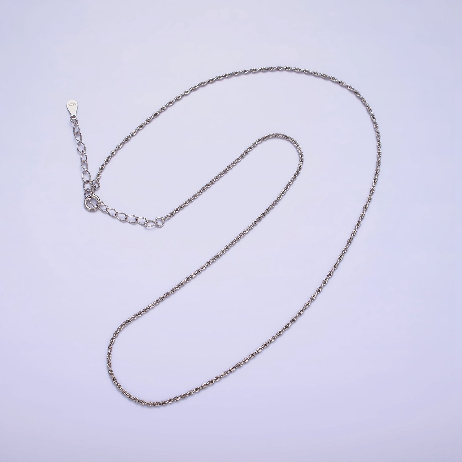 S925 Sterling Silver 1mm Twisted Rope 15.35 Choker Chain Necklace | WA-1941 - DLUXCA