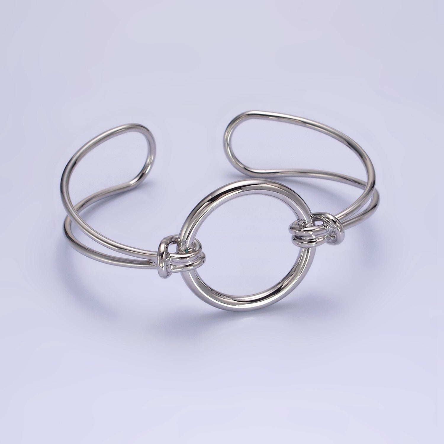 14K Gold Filled Round Circle Rope Tied Minimalist Cuff Bangle Bracelet in Silver & Gold | WA-1943 WA-1944 - DLUXCA