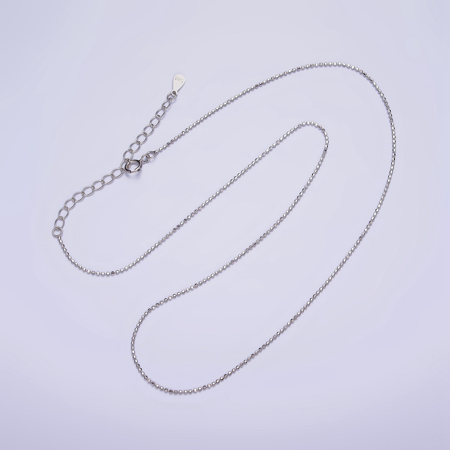 S925 Sterling Silver 1.5mm Dainty Bead 15.35 Inch Chain Choker Necklace | WA-1945 - DLUXCA