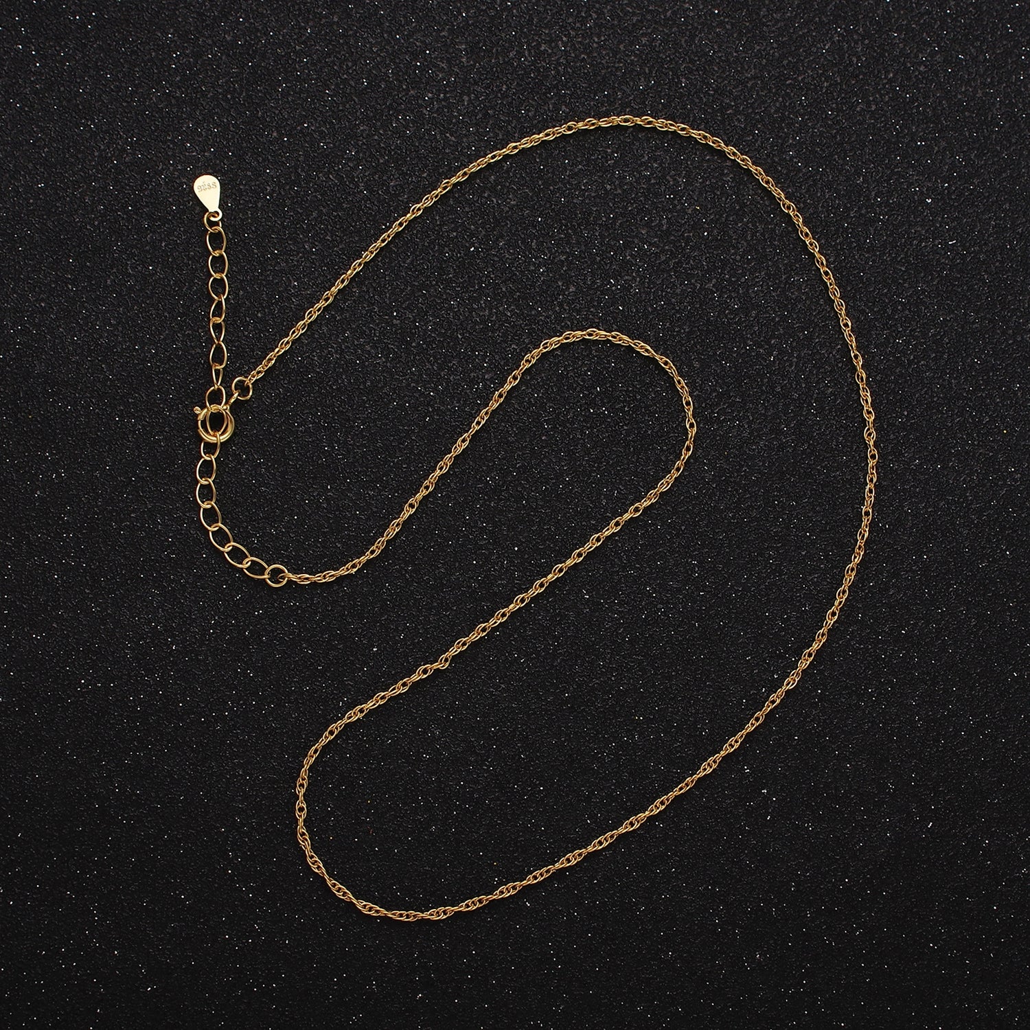 Dainty 24K Gold Vermeil Cable Chain Necklace 925 Sterling Silver Necklace Chain w/ Heavy 24K Gold Plated 15.35 inch + 2 inch extender | WA1950 - DLUXCA