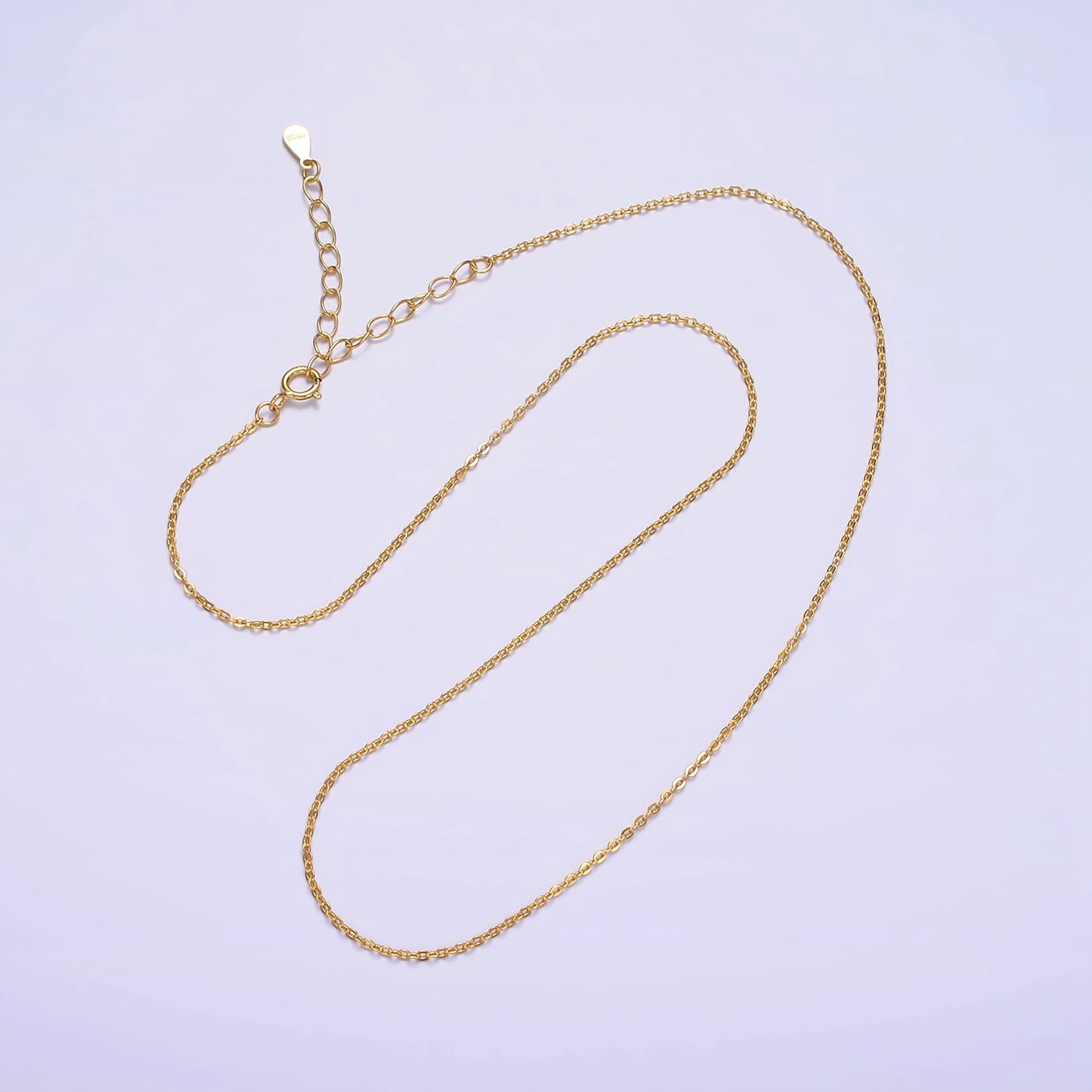 16K Gold Vermeil S925 Sterling Silver 1mm Dainty Cable 15.5 Inch Chain Necklace | WA-1957 - DLUXCA