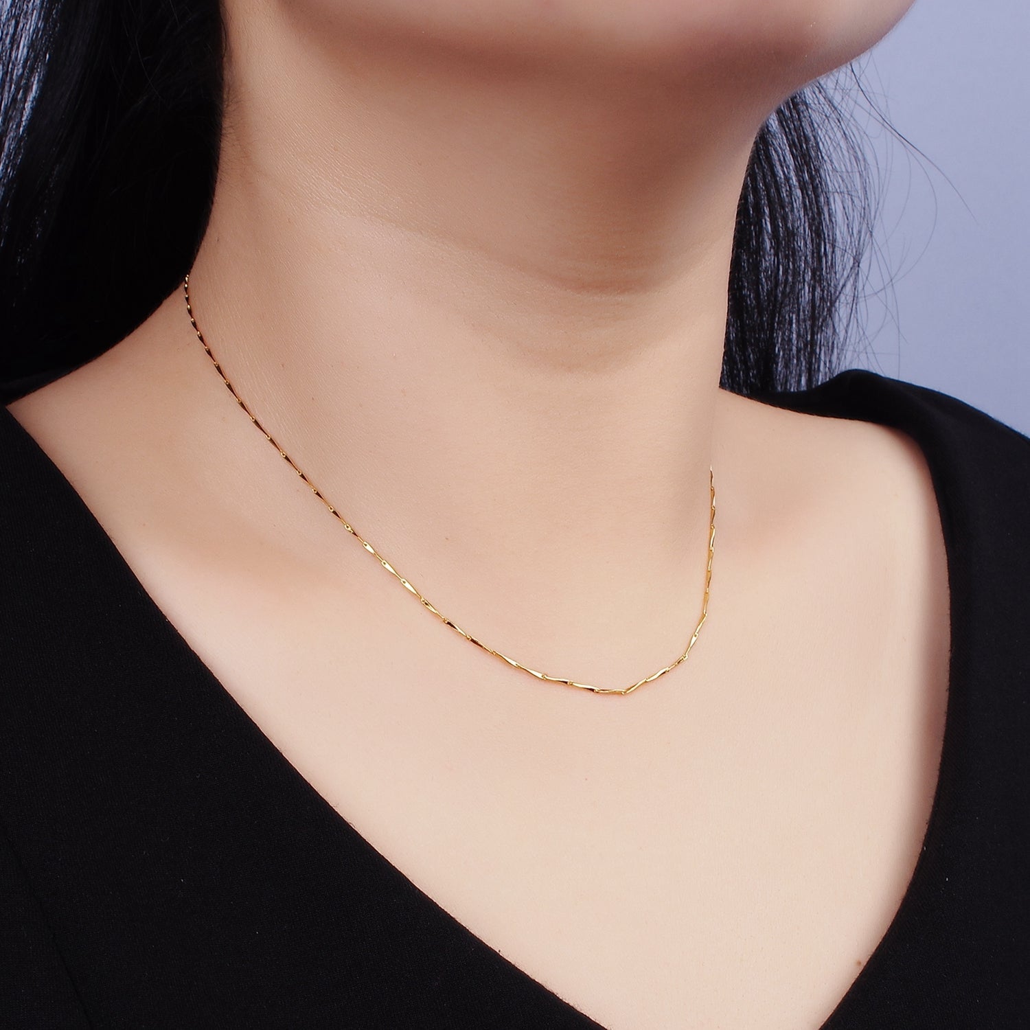 16K Gold Vermeil S925 Sterling Silver 1mm Dainty Horseshoe Unique 16 Inch Chain Necklace | WA-1958 - DLUXCA