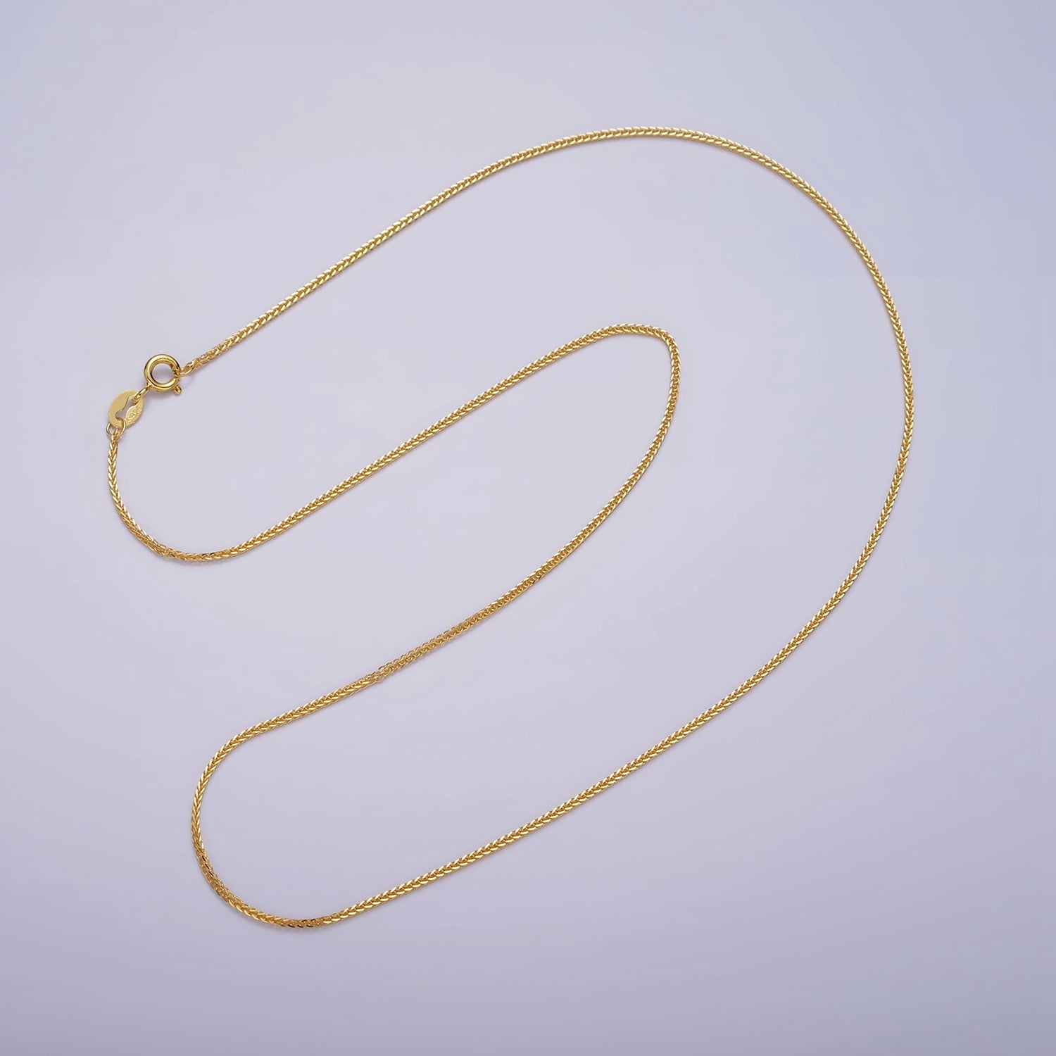 24K Gold Vermeil Curb Necklace Chain, 925 Sterling Silver Necklace Chain w/ Heavy 24K Gold Plated 18.5 inch | WA1959 - DLUXCA