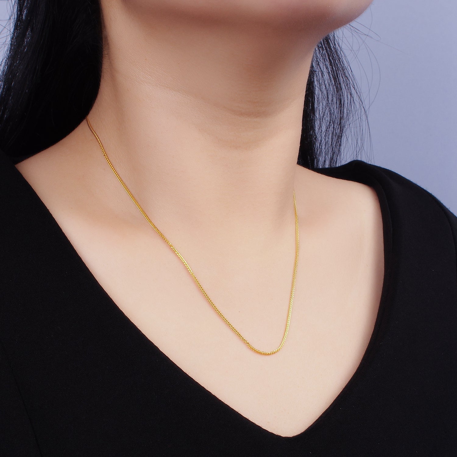 24K Gold Vermeil Curb Necklace Chain, 925 Sterling Silver Necklace Chain w/ Heavy 24K Gold Plated 18.5 inch | WA1959 - DLUXCA