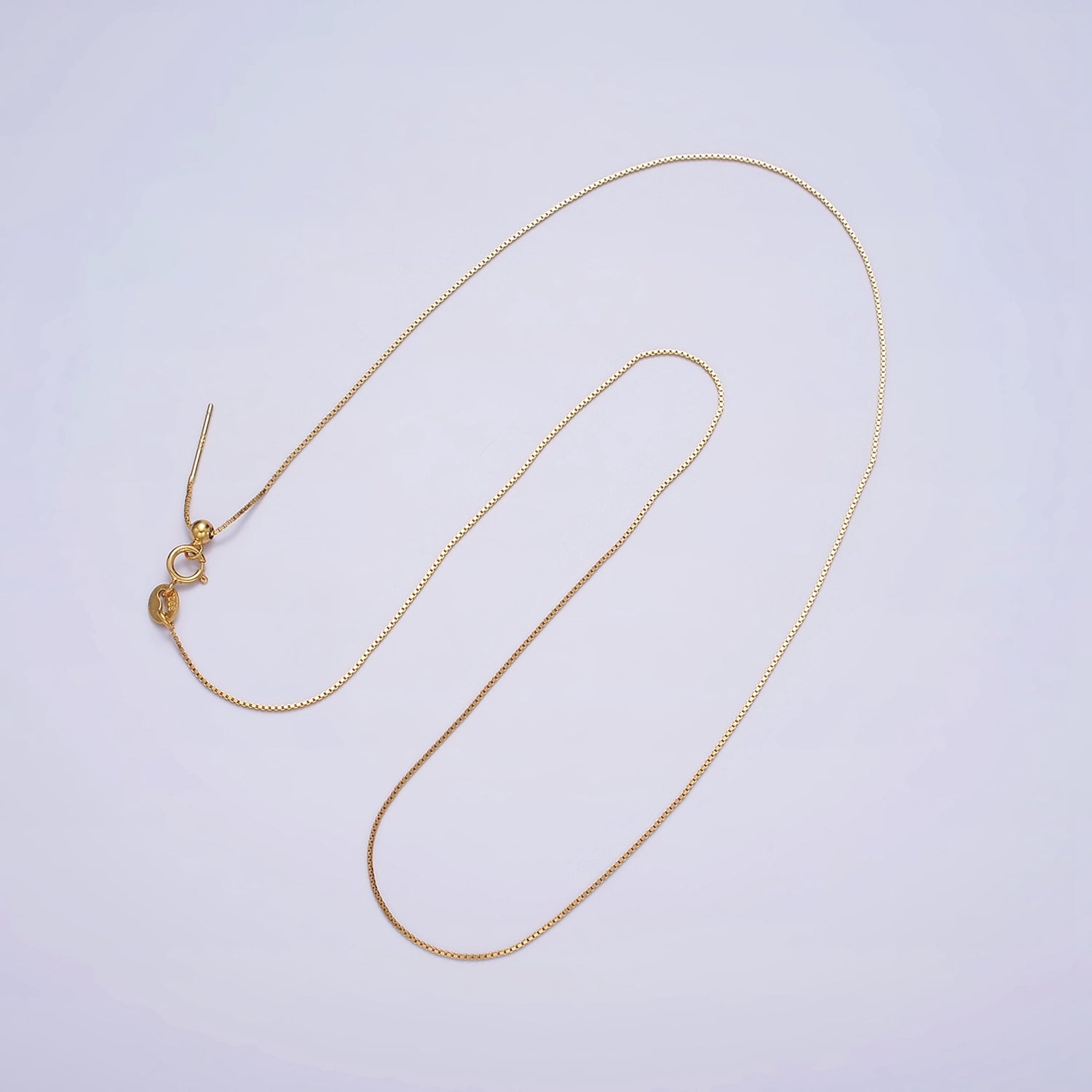 Dainty 24K Gold Vermeil Box Chain Necklace 925 Sterling Silver Necklace Chain w/ Heavy 24K Gold Plated 18 inch | WA1960 - DLUXCA