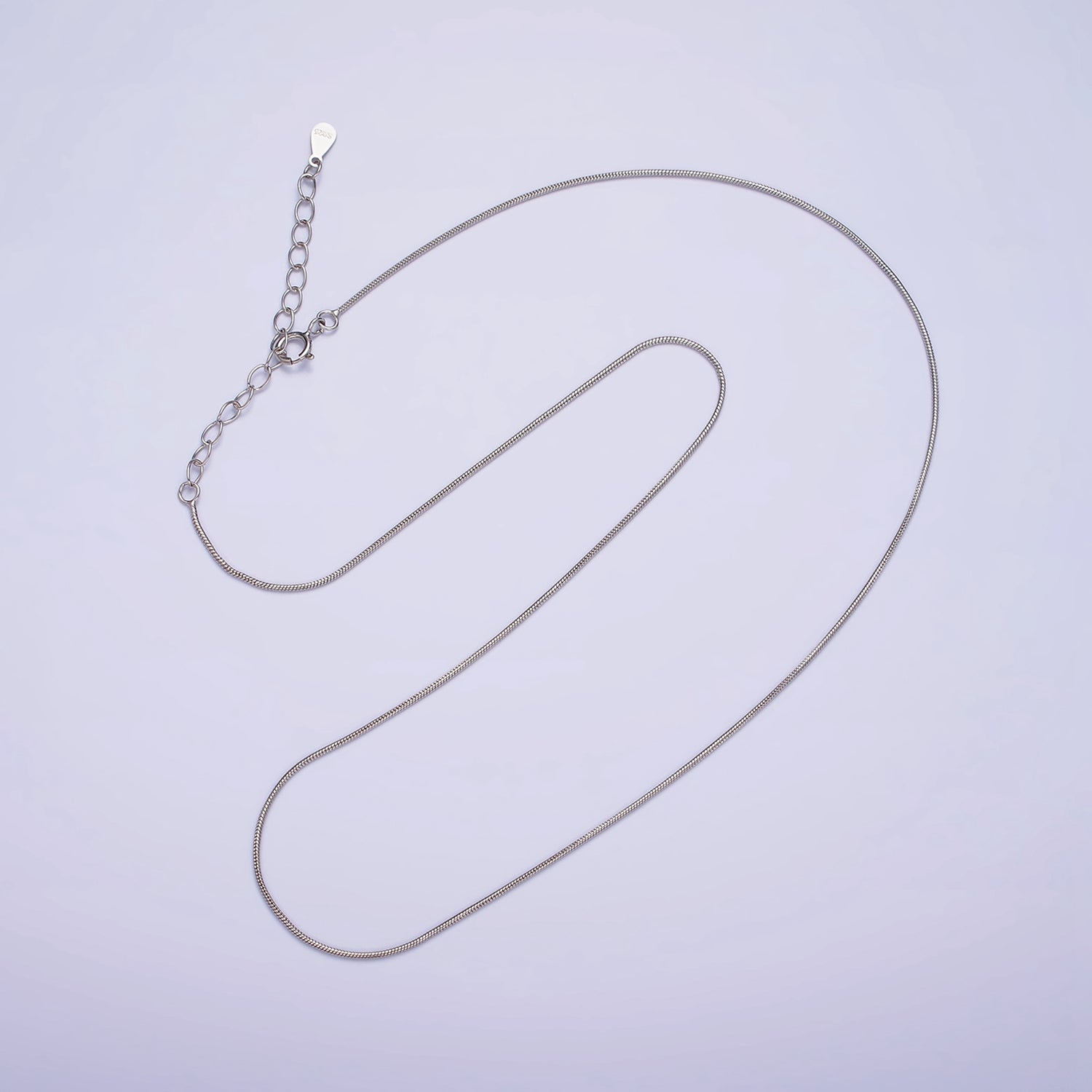 S925 Sterling Silver 0.8mm Dainty Snake Chain 15.35 Inch Chain Choker Necklace | WA-1965 - DLUXCA