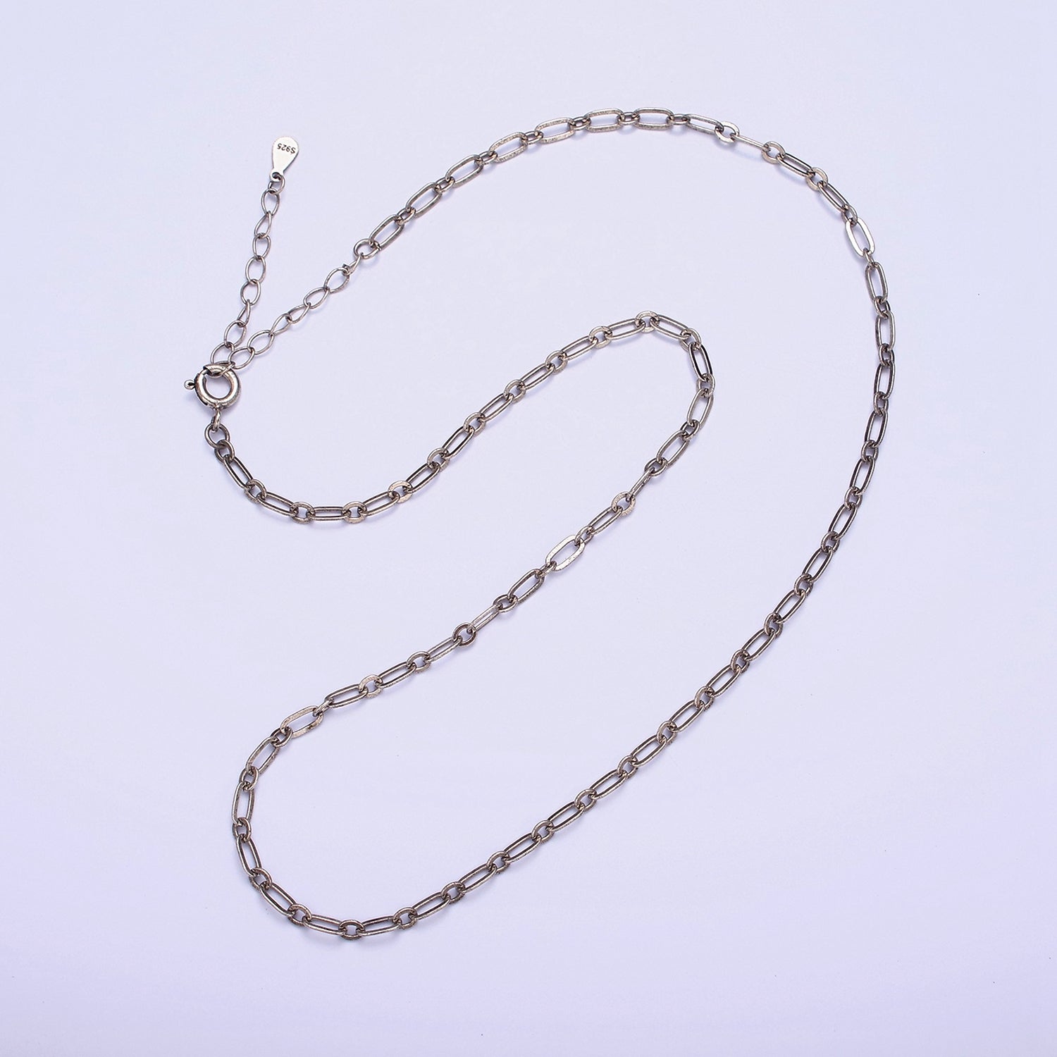 S925 Sterling Silver 2.7mm Paperclip Cable Link 15.5 Inch Choker Chain Necklace | WA-1968 - DLUXCA