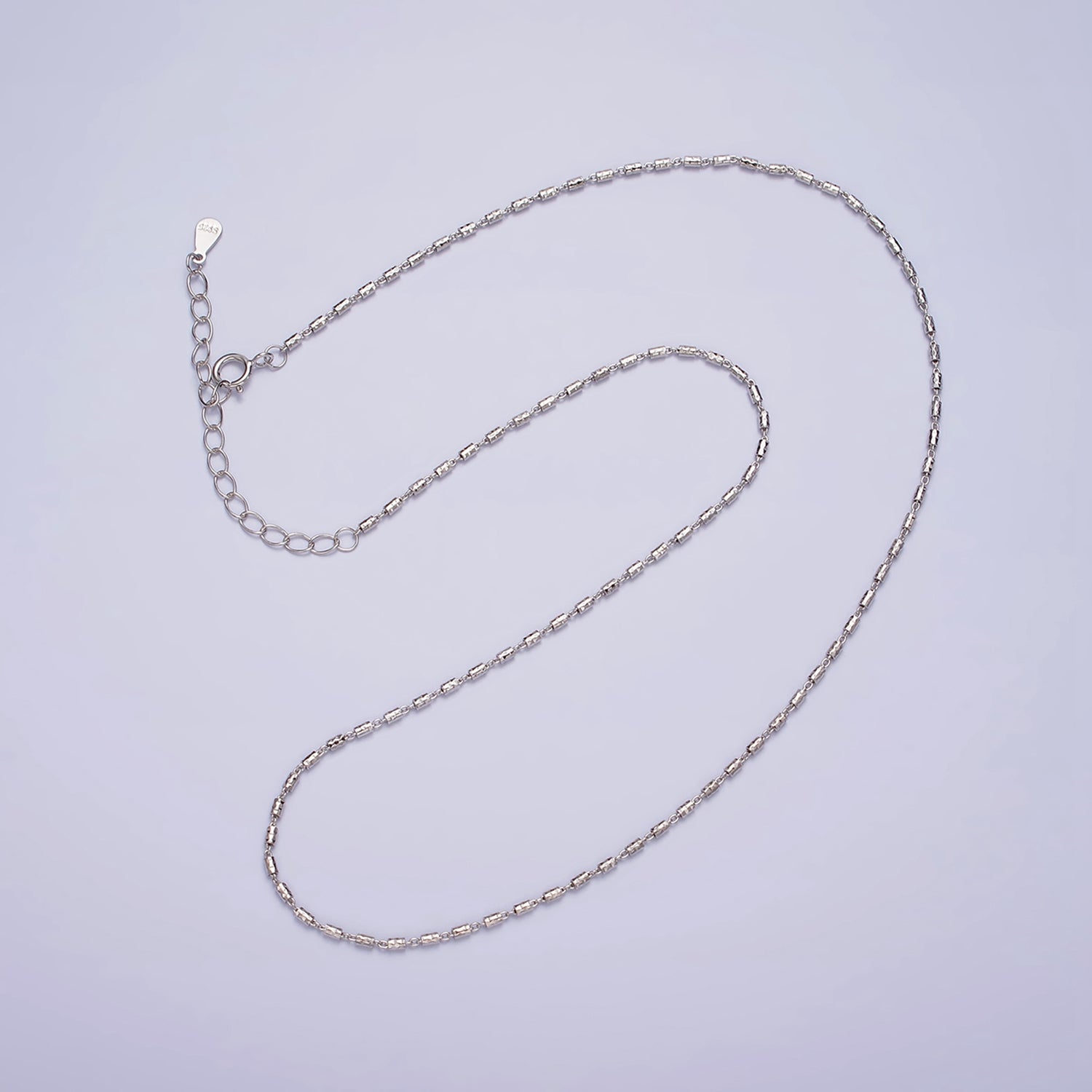 S925 Sterling Silver 1.3mm Dainty Tube 15.5 Inch Chain Necklace | WA-1970 - DLUXCA