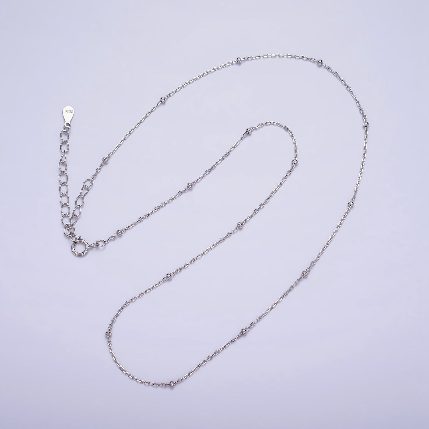 S925 Sterling Silver 1.5mm Dainty Satellite Chain 15.35 Inch Chain Choker Necklace | WA-1971 - DLUXCA