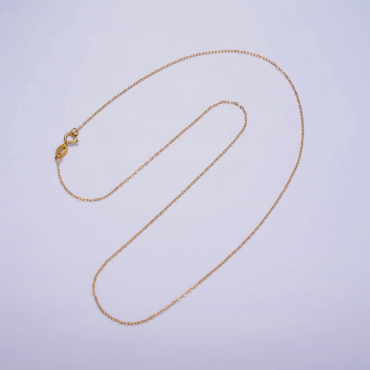 Dainty 24K Gold Vermeil Cable Chain Necklace 925 Sterling Silver Necklace Chain w/ Heavy 24K Gold Plated 15.35 inch | WA1980 - DLUXCA