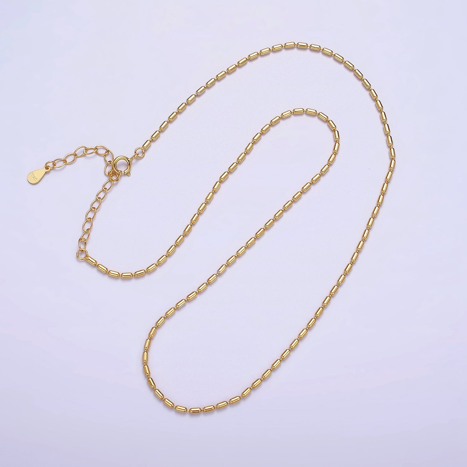 16K Gold Vermeil S925 1.5mm Dainty Tube 15.5 Inch Choker Chain Necklace | WA-1981 - DLUXCA