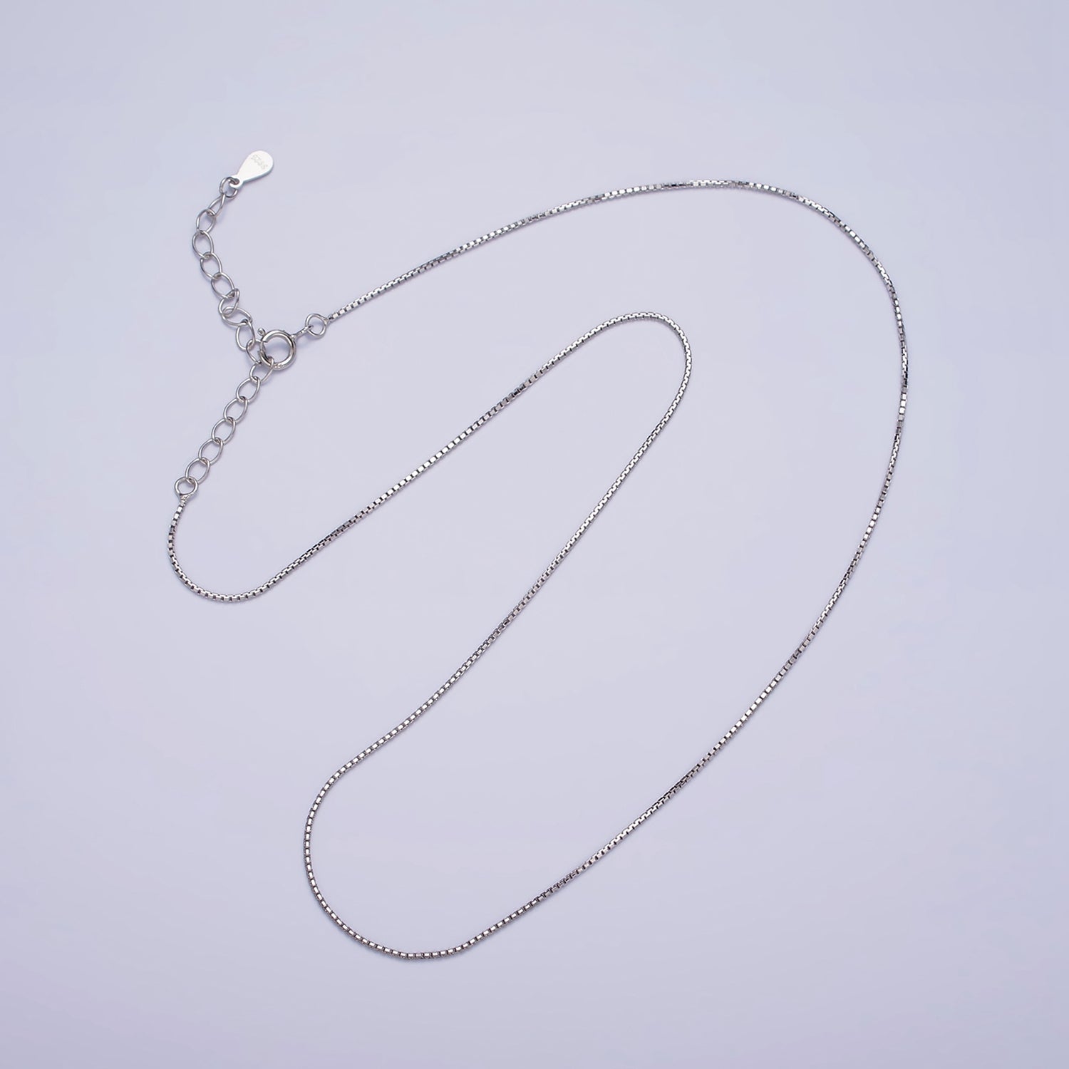 S925 Sterling Silver 0.8mm Dainty Box Chain 15.35 Inch Chain Choker Necklace | WA-1986 - DLUXCA