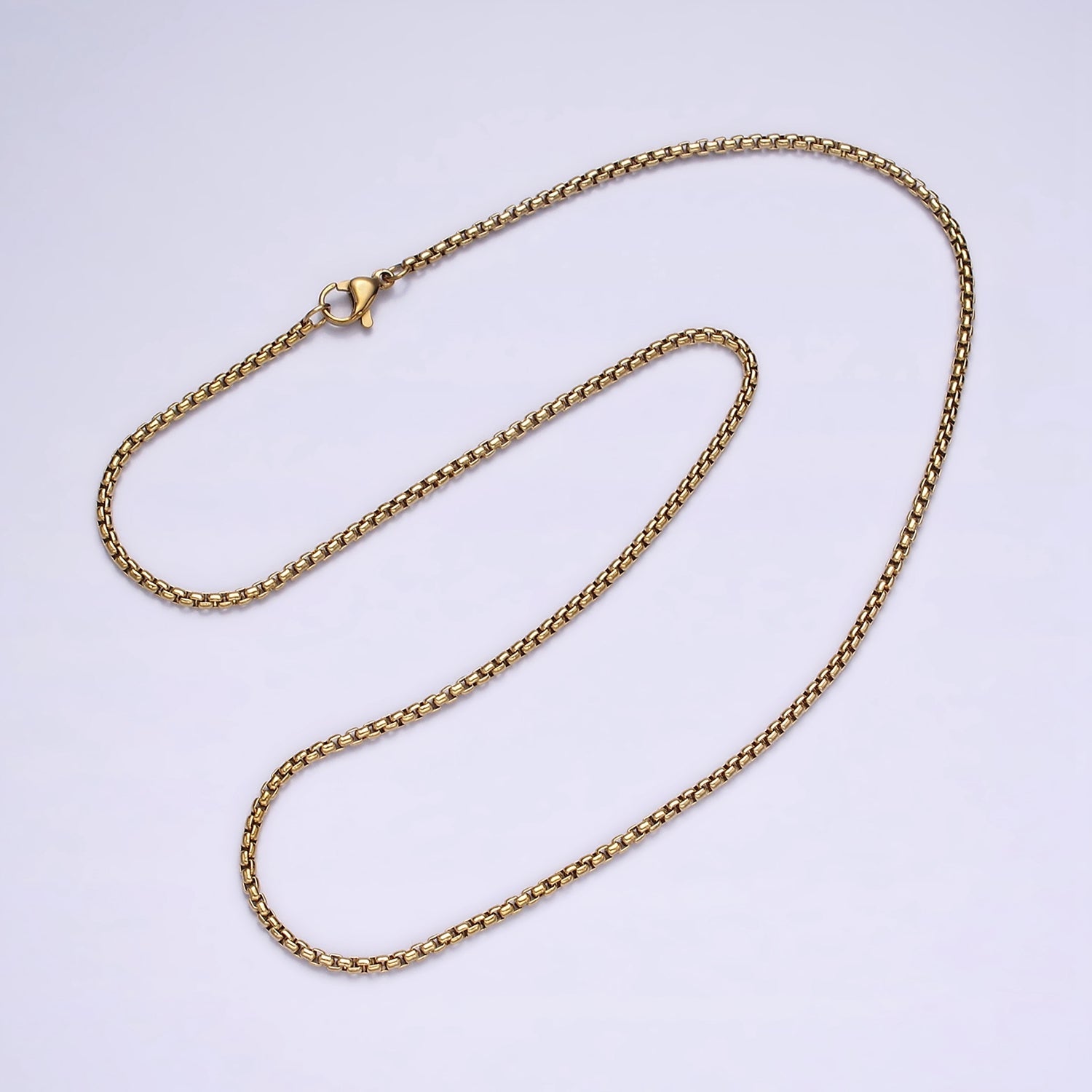 Stainless Steel 1.8mm Dainty Box Chain 17.72 Layering Chain Necklace | WA-1992 - DLUXCA