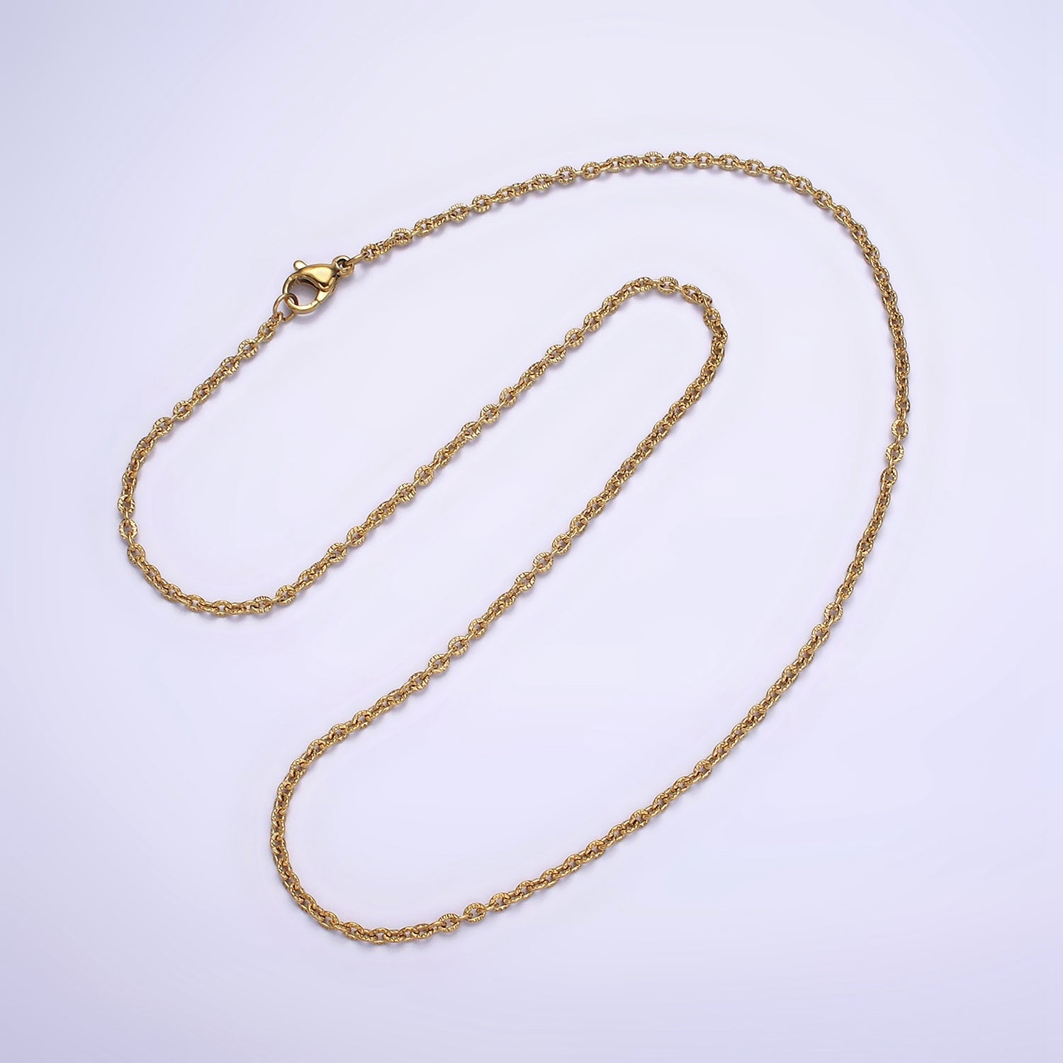 Stainless Steel 2mm Sunburst Cable 18 Inch Layering Chain Necklace in Gold & Silver | WA-1994 WA-2107 - DLUXCA