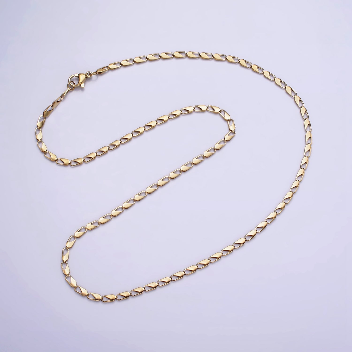 Stainless Steel 2.5mm Open Rectangular Link Designed 18 Inch Layering Chain Necklace | WA-1996 - DLUXCA