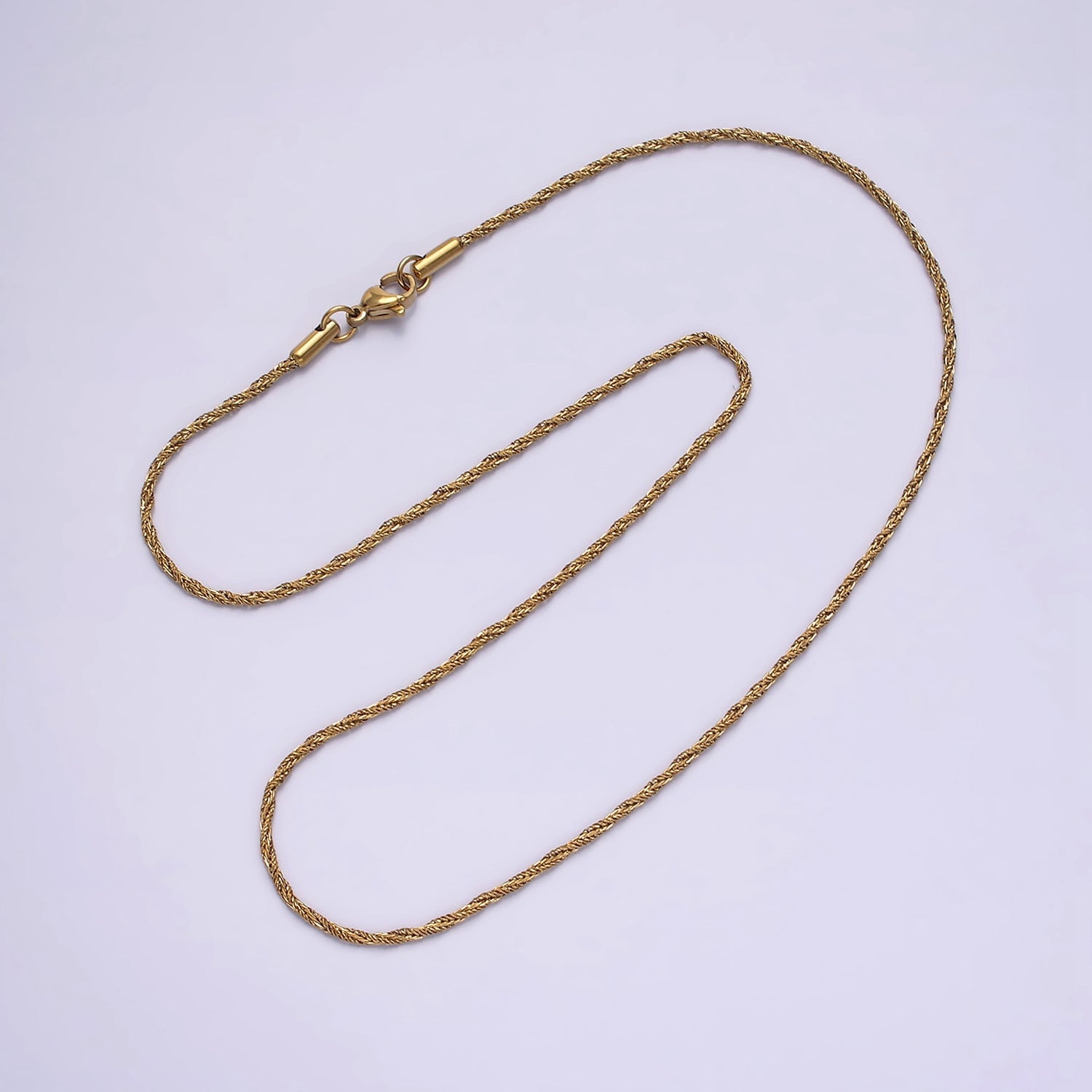 Stainless Steel 1.5mm Twisted Rope 18 Inch Layering Chain Necklace | WA-1999 - DLUXCA