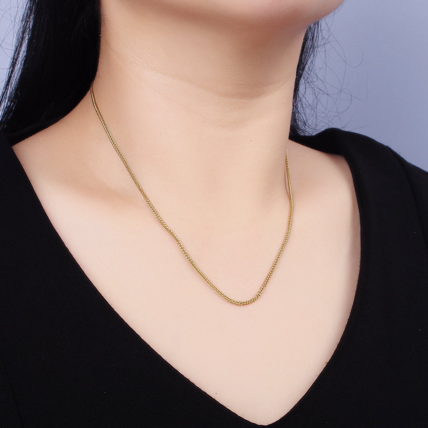 Stainless Steel 1.5mm Dainty Curb Chain 18 Inch Layering Necklace | WA-2000 - DLUXCA