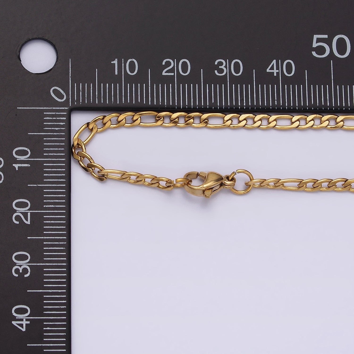 Stainless Steel 2.8mm Flat Figaro 17.72 Inch Layering Princess Chain Necklace | WA-2002 - DLUXCA