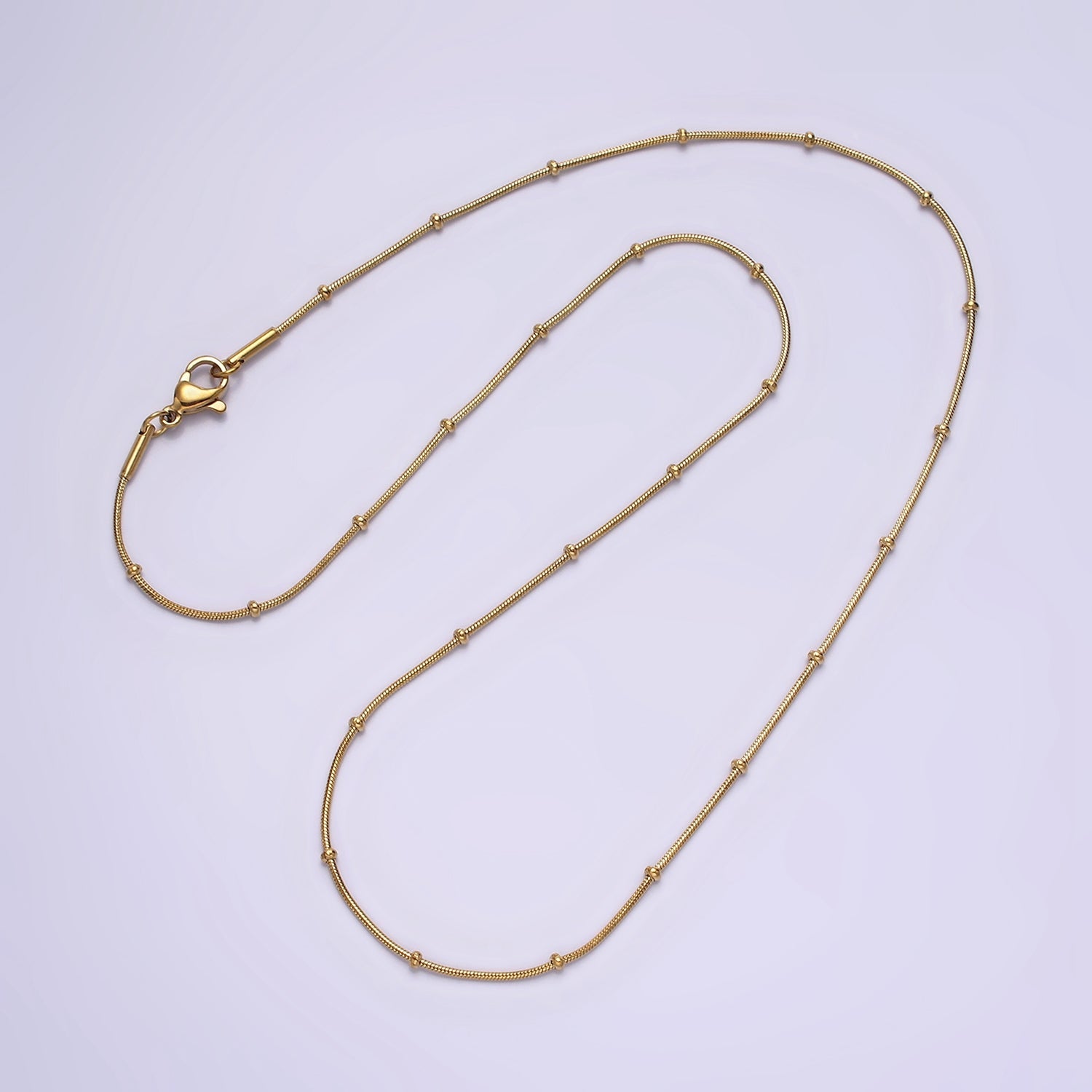 Stainless Steel 1.8mm Satellite Snake 18 Inch Layering Chain Necklace | WA-2006 - DLUXCA