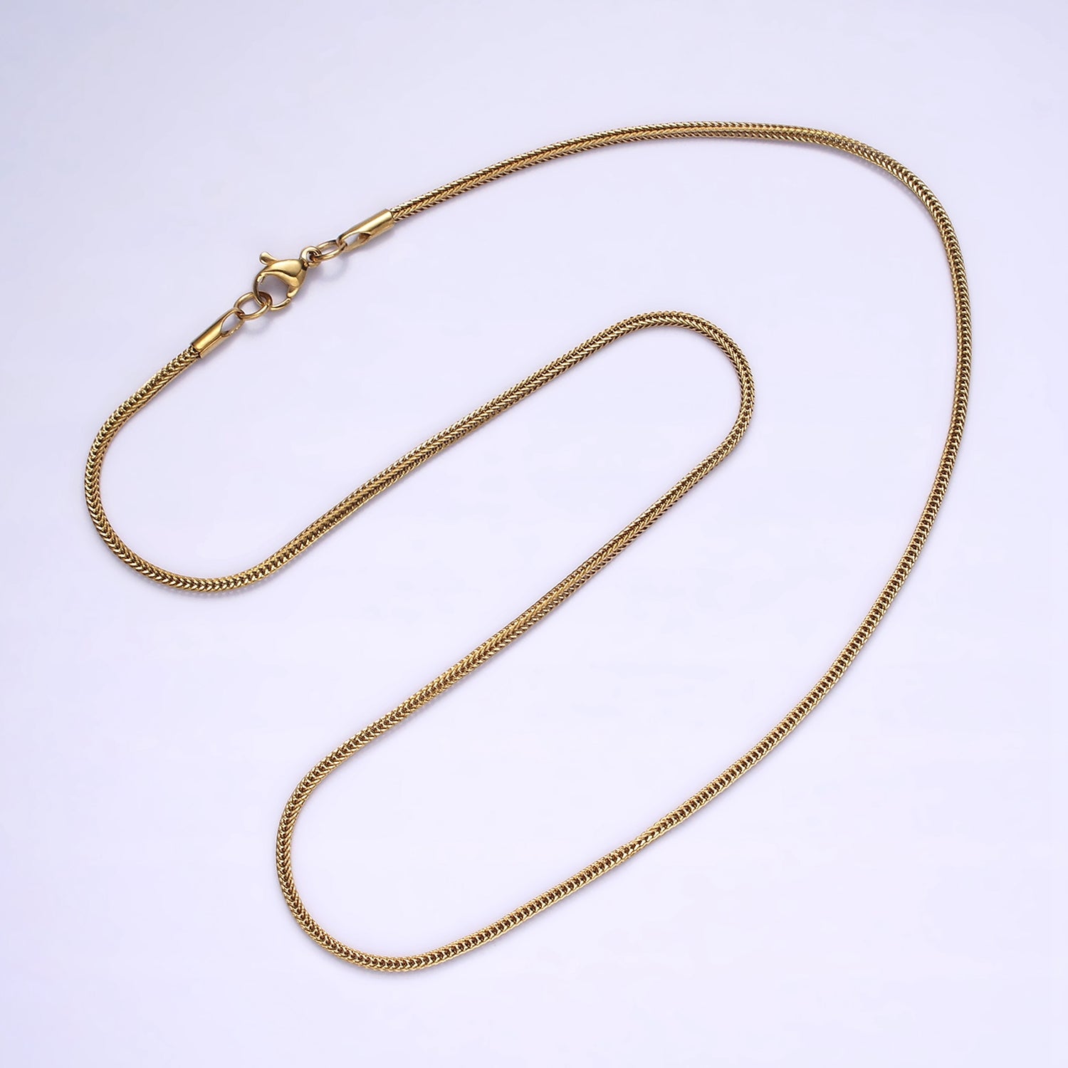 Stainless Steel 1.5mm Fox Tail Minimalist 18 Inch Layering Chain Necklace | WA-2019 - DLUXCA