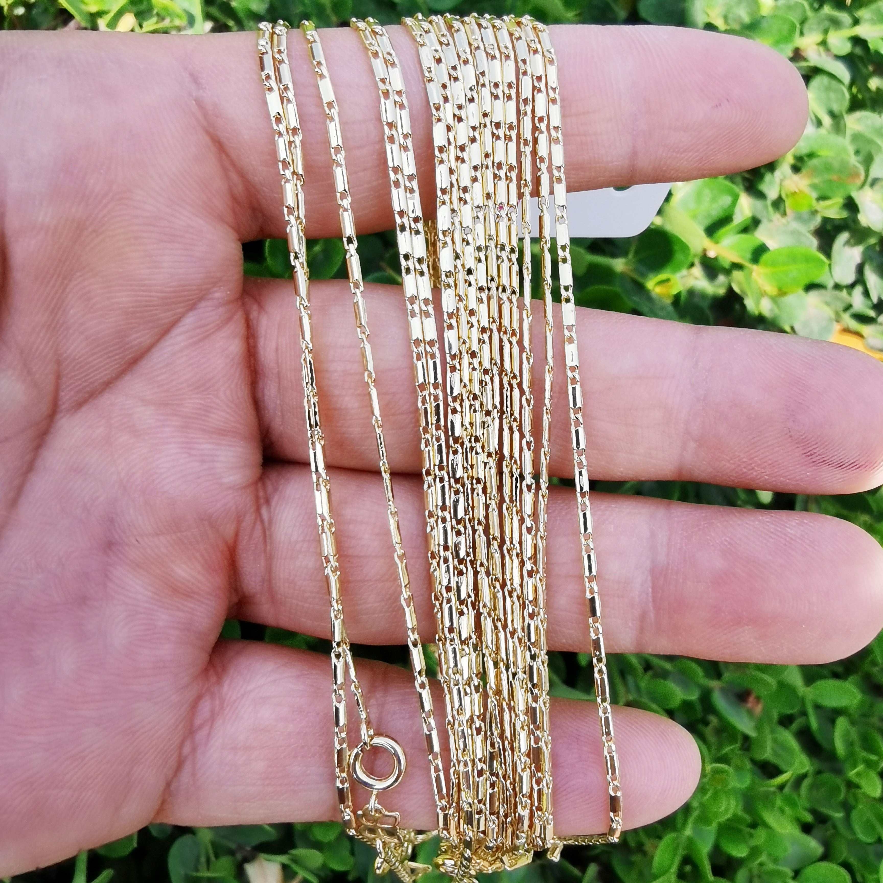 Clearance Pricing BLOWOUT 14K Gold Filled Flat Unique Link Dainty 1.5mm Layering 18 Inch Chain Necklace | WA-201 - DLUXCA