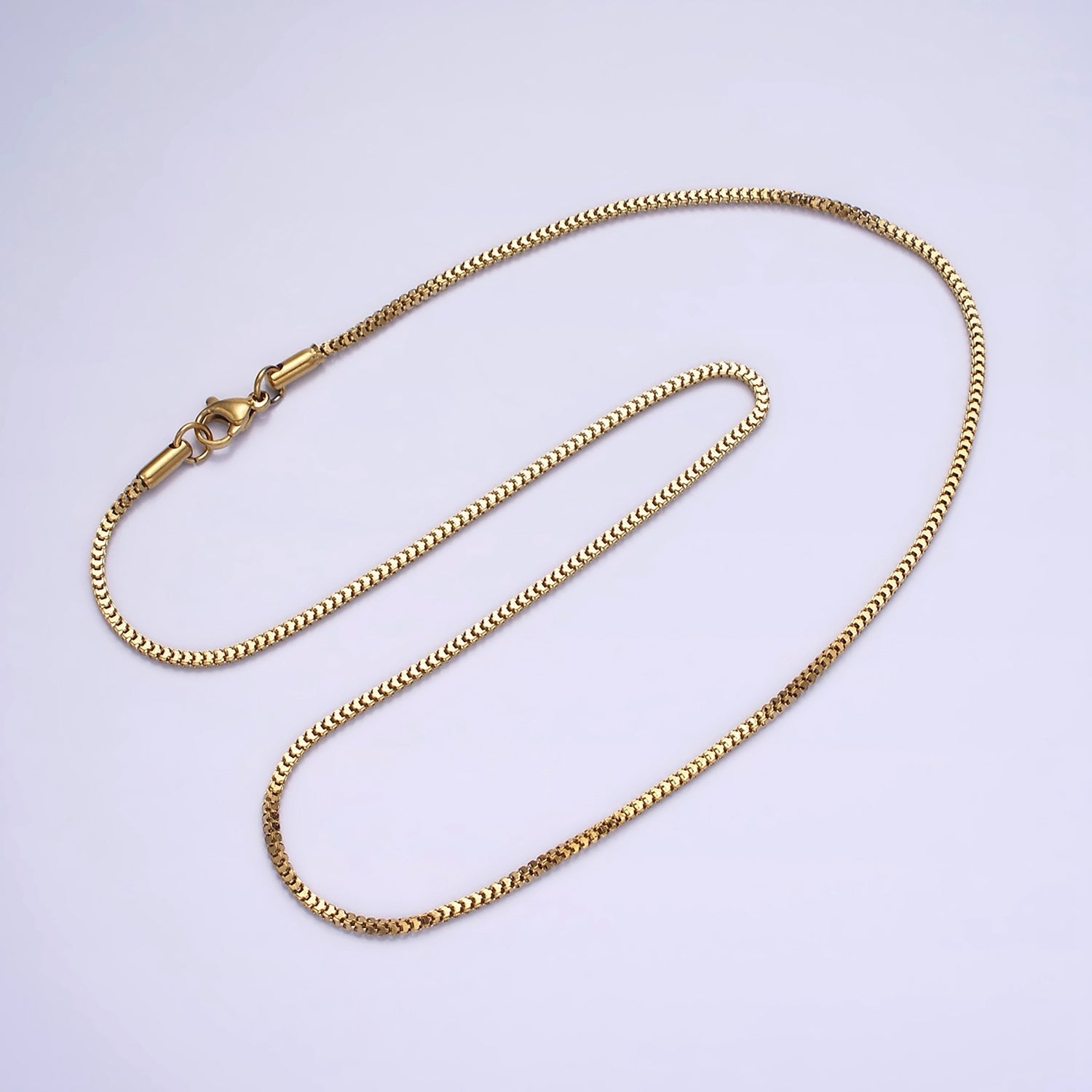 Stainless Steel 1.5mm Dainty Box Chain 18 Inch Layering Necklace | WA-2020 - DLUXCA