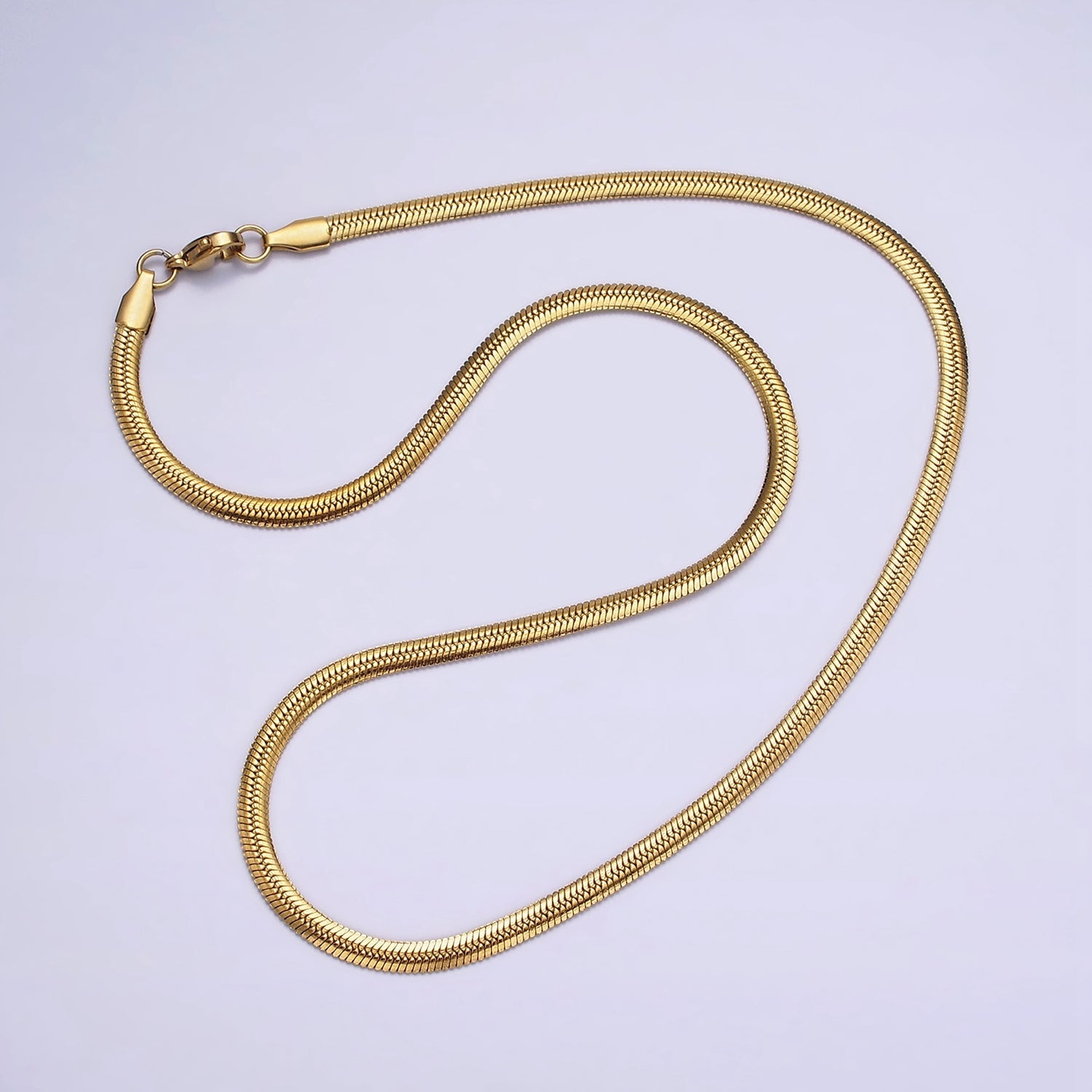 Stainless Steel 3.5mm Herringbone 18 Inch Layering Chain Necklace | WA-2021 - DLUXCA
