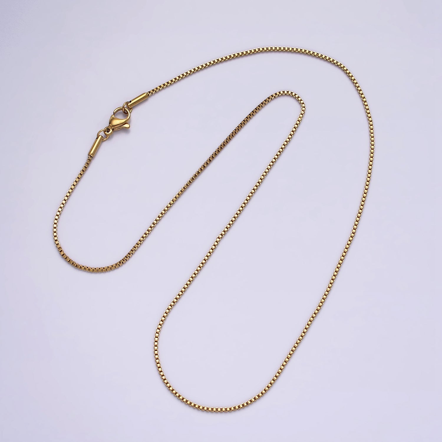 Stainless Steel 1.1mm Dainty Box 17.72 Inch Layering Princess Chain Necklace | WA-2023 - DLUXCA