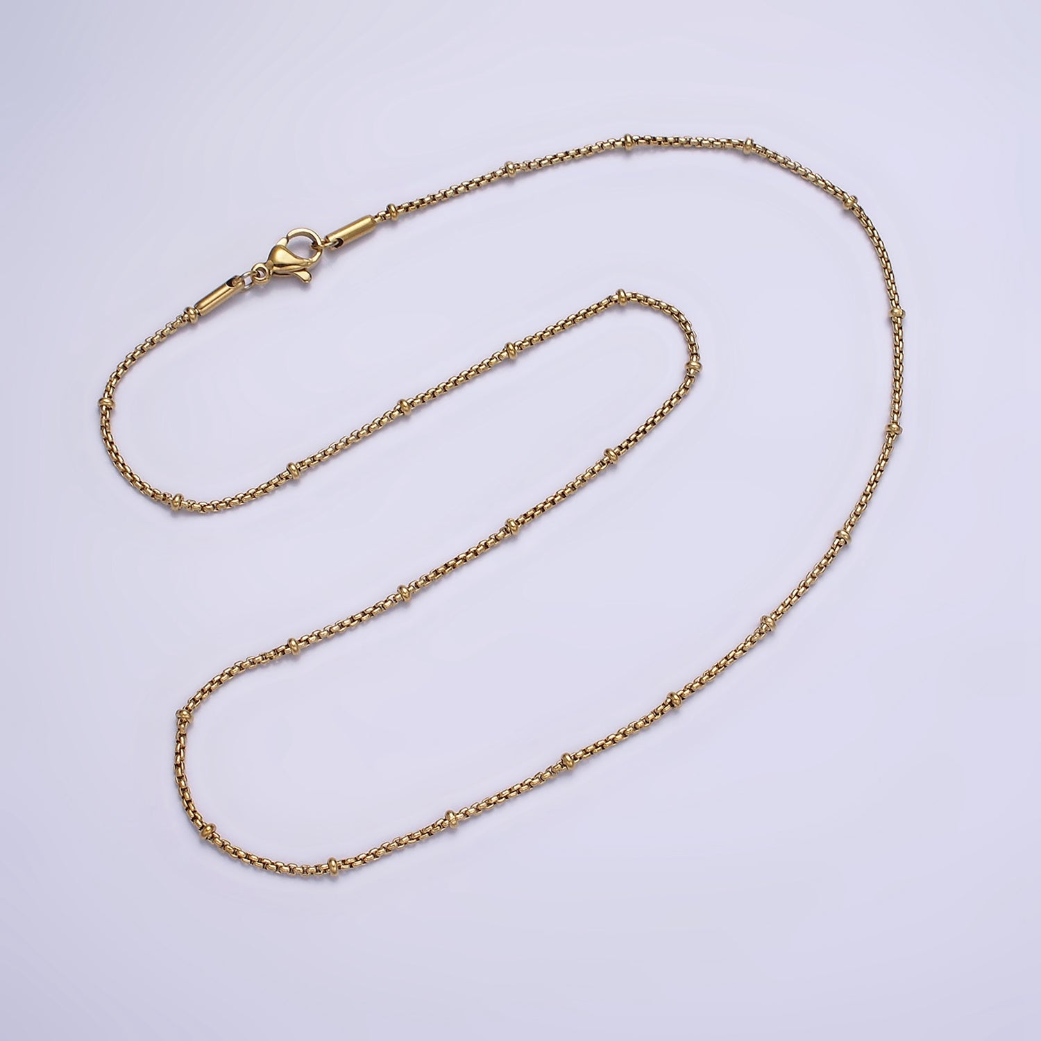 Stainless Steel 2mm Satellite Box 18 Inch Chain Necklace in Gold & Silver | WA-2024 WA-2103 - DLUXCA