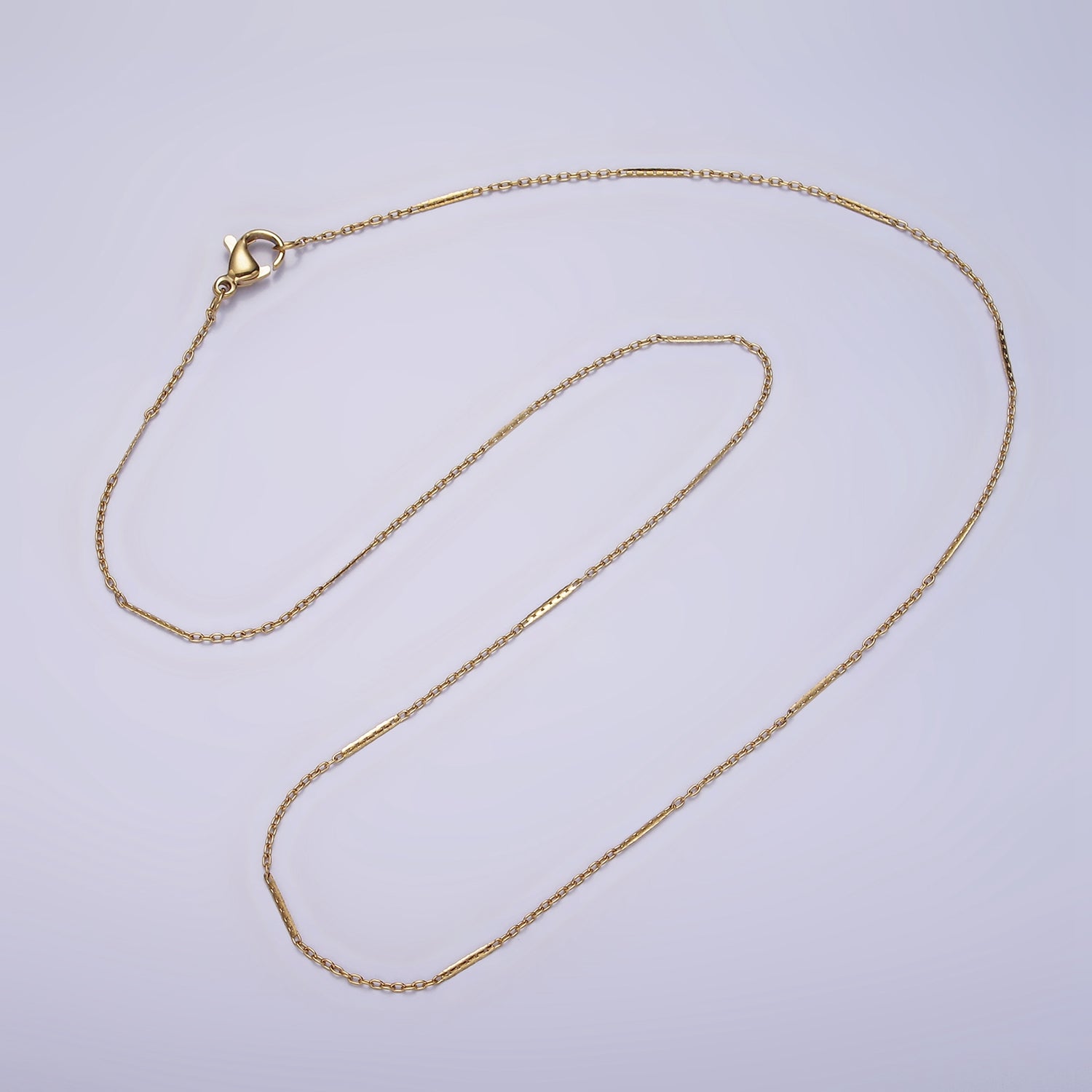 Stainless Steel 1mm Dainty Unique Flat Cable Link 17 Inch Chain Necklace | WA-2041 - DLUXCA